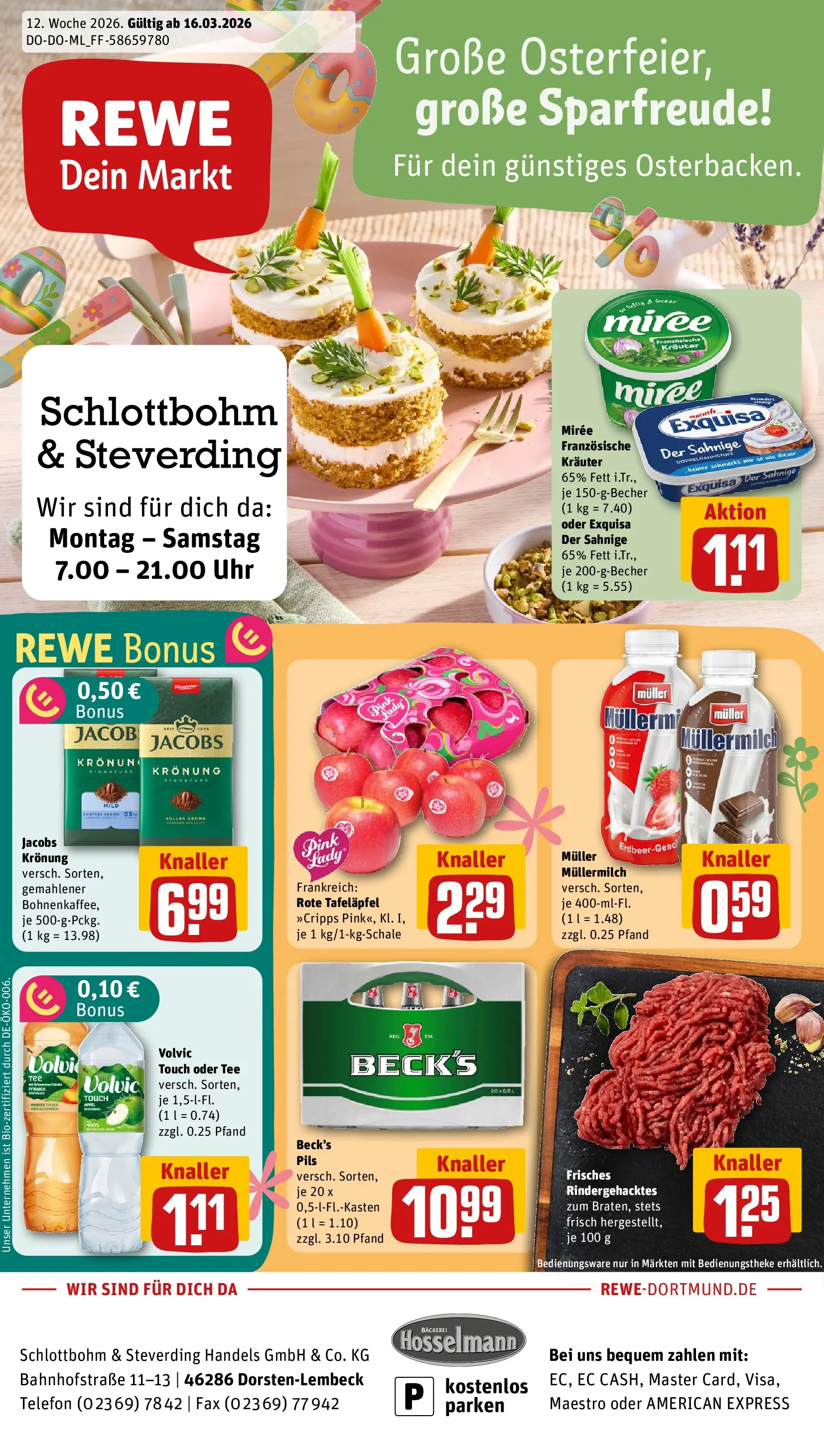 REWE Prospekt ab 15.03.2026 zum Blättern » Angebote | Seite: 1 | Produkte: Äpfel, Volvic touch, Pfirsich, Muller mullermilch