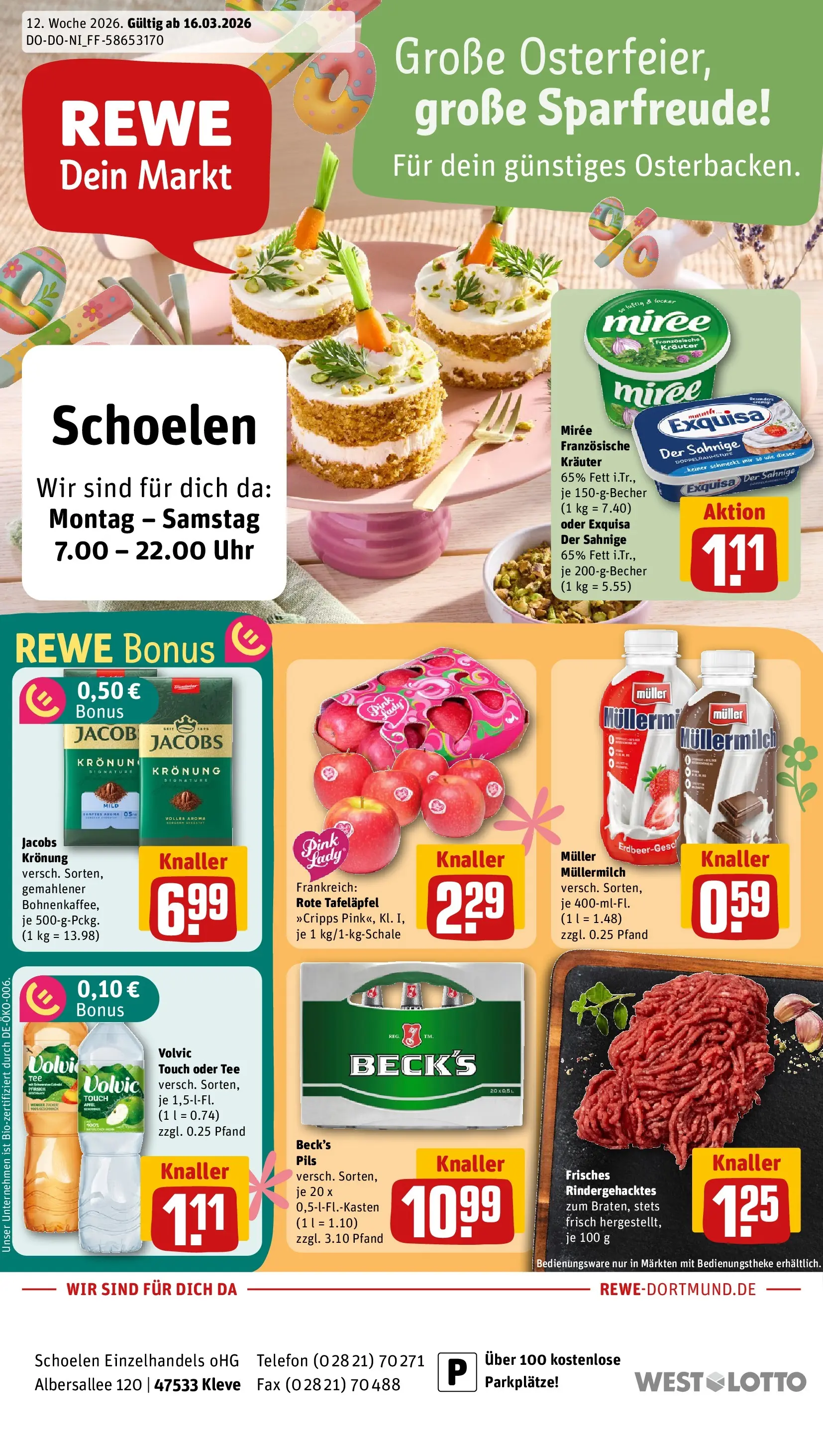 REWE Prospekt ab 15.03.2026 zum Blättern » Angebote | Seite: 1 | Produkte: Pils, Müllermilch, Telefon, Uhr