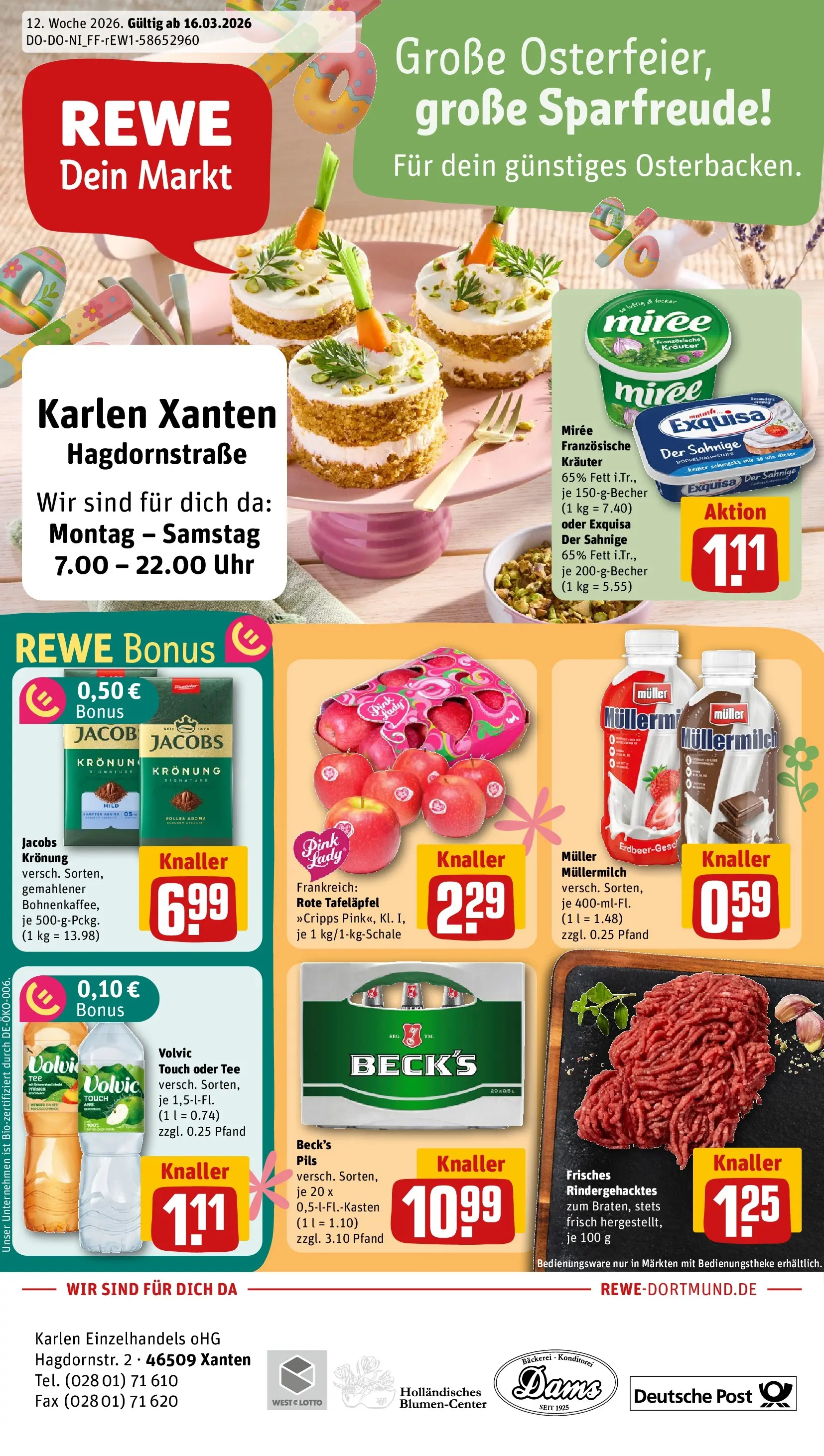 REWE Prospekt ab 15.03.2026 zum Blättern » Angebote | Seite: 1 | Produkte: Bäckerei, Pfirsich, Tee, Uhr