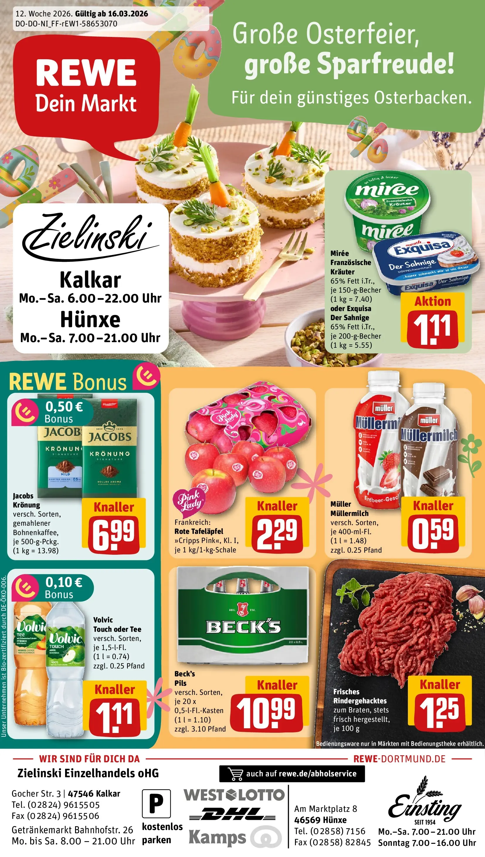 REWE Prospekt ab 15.03.2026 zum Blättern » Angebote | Seite: 1 | Produkte: Äpfel, Tee, Volvic, Muller mullermilch