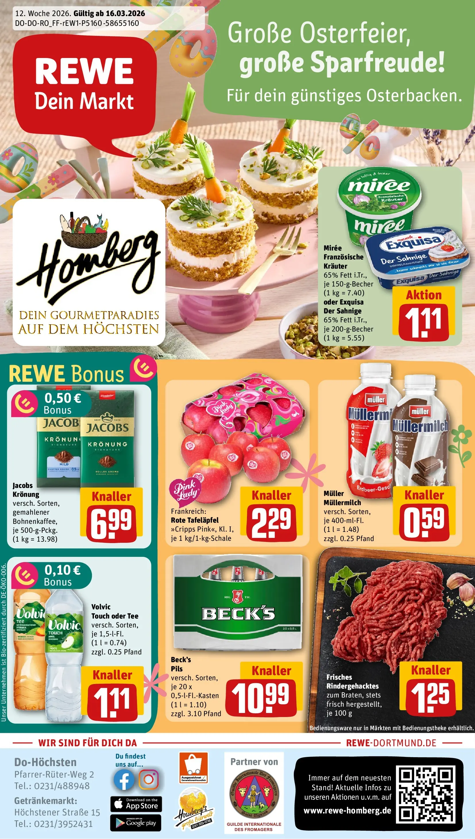 REWE Prospekt ab 15.03.2026 zum Blättern » Angebote | Seite: 1 | Produkte: Pfirsich, Müllermilch, Tee, Volvic