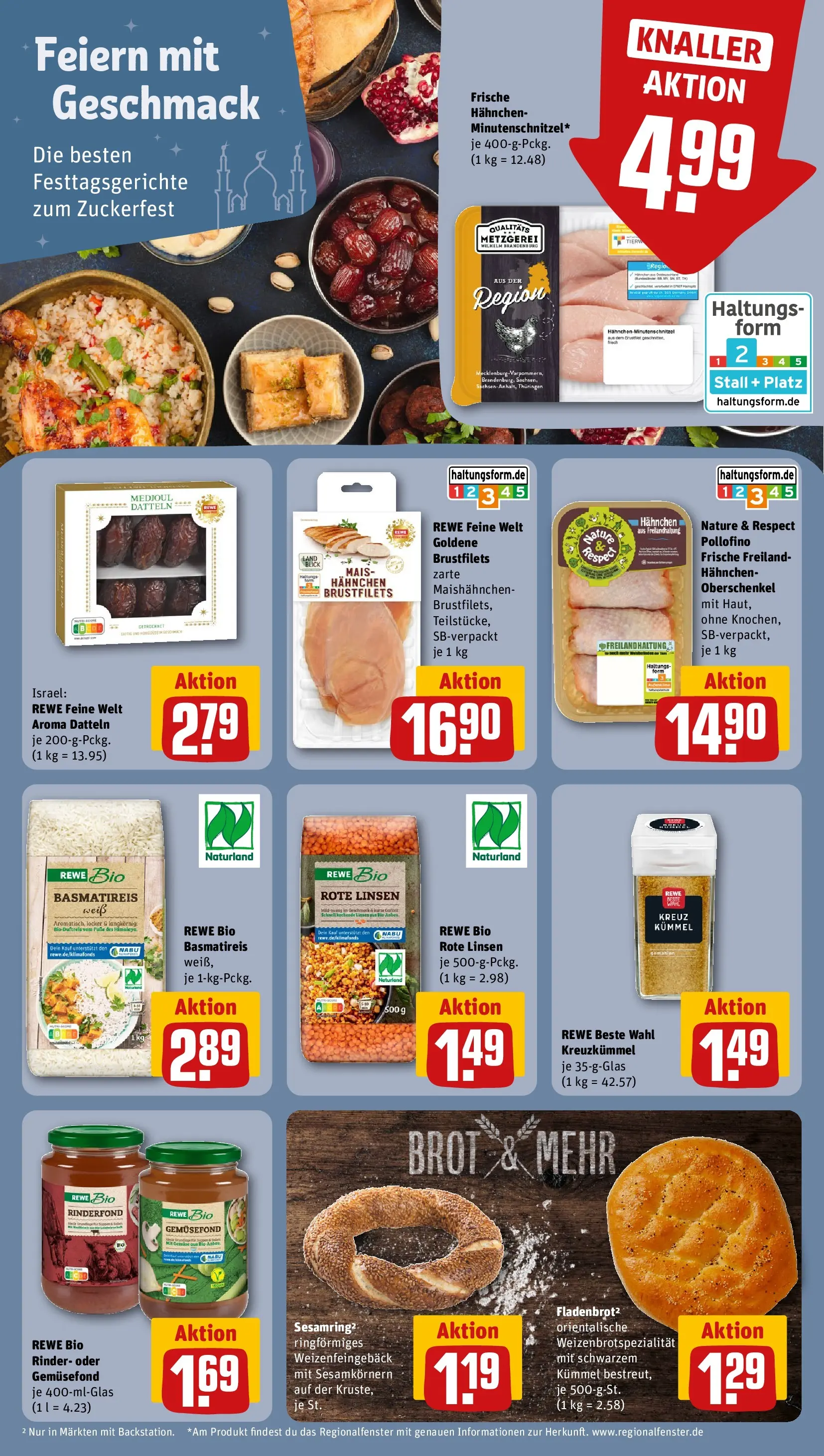 REWE Prospekt ab 15.03.2026 zum Blättern » Angebote | Seite: 15 | Produkte: Hahnchen, Basmatireis, Brot