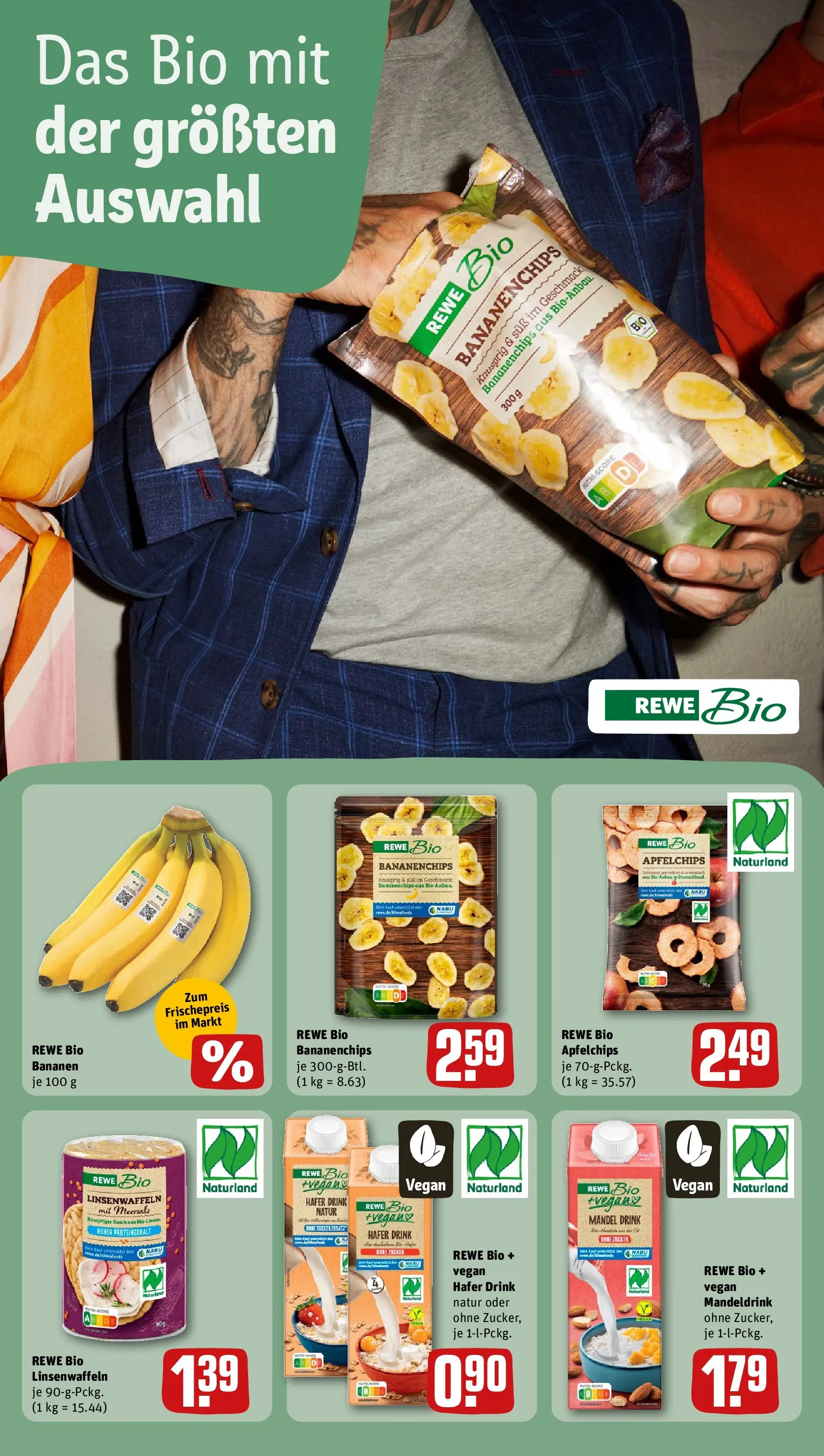 REWE Prospekt ab 15.03.2026 zum Blättern » Angebote | Seite: 14 | Produkte: Bananen, Apple, Zucker, Chips