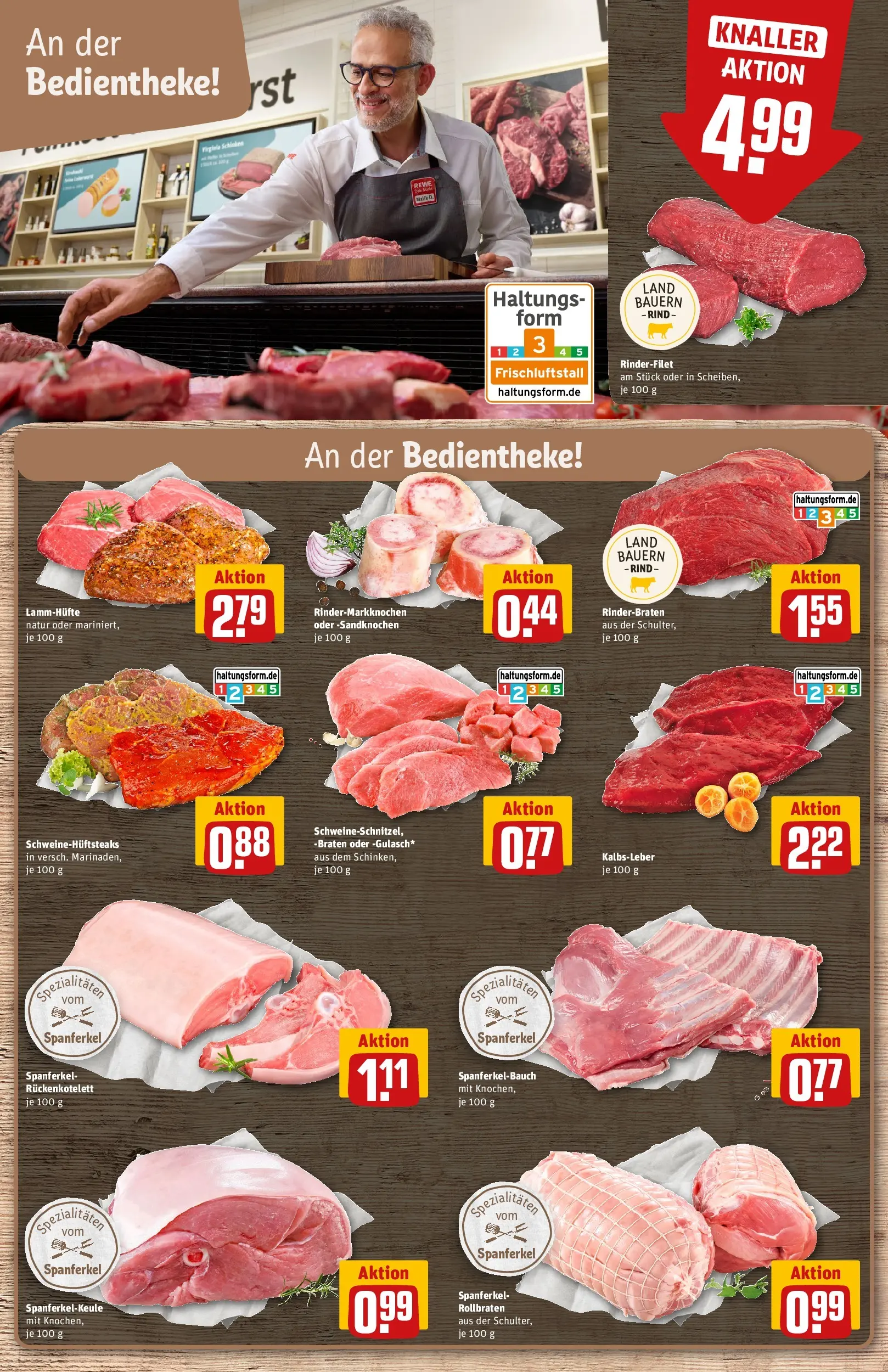REWE Prospekt ab 15.03.2026 zum Blättern » Angebote | Seite: 11 | Produkte: Rinderbraten, Rinderfilet, Kalbsleber, Schinken