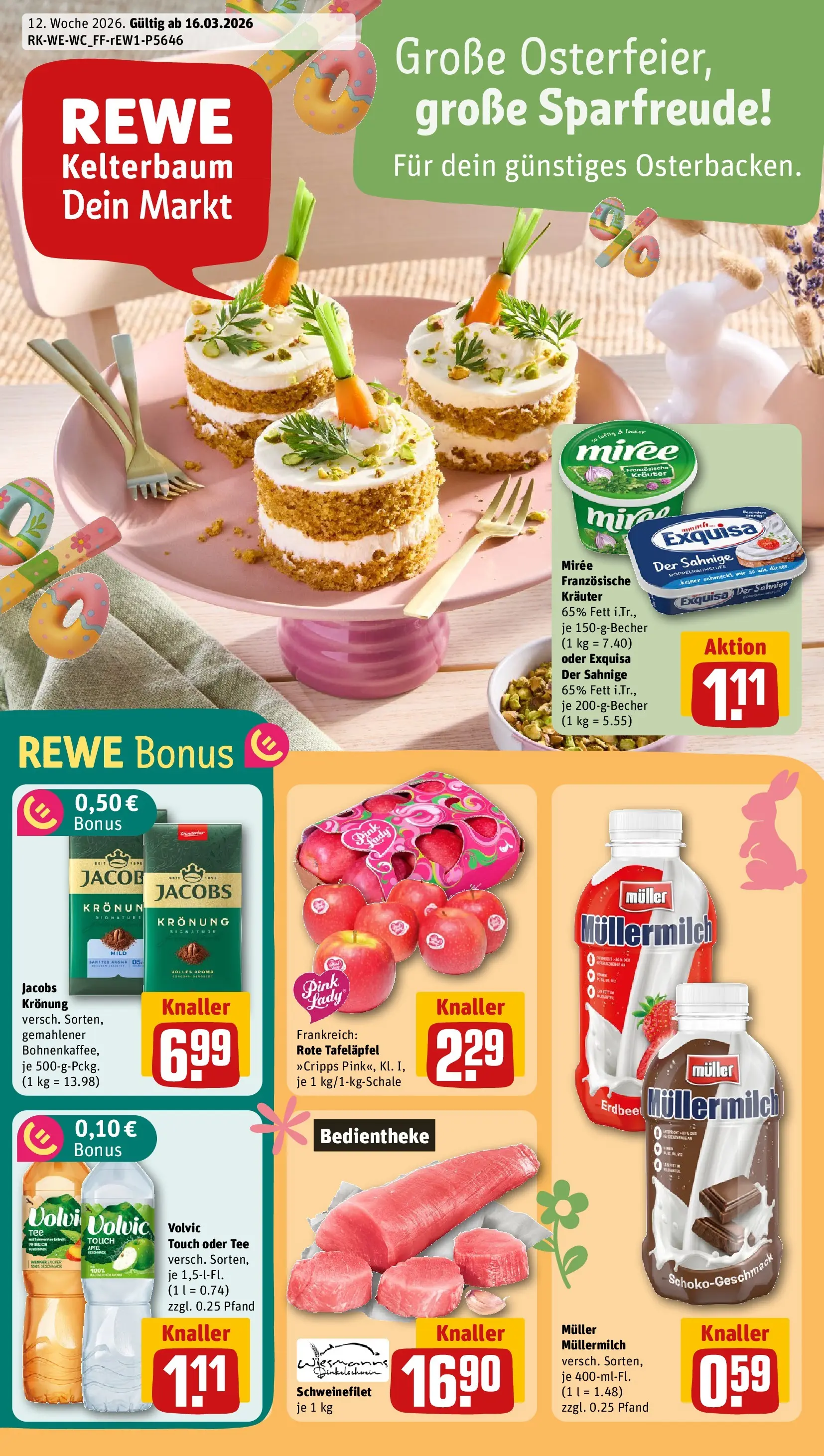 REWE Prospekt ab 15.03.2026 zum Blättern » Angebote | Seite: 1 | Produkte: Müllermilch, Tee, Volvic, Muller mullermilch