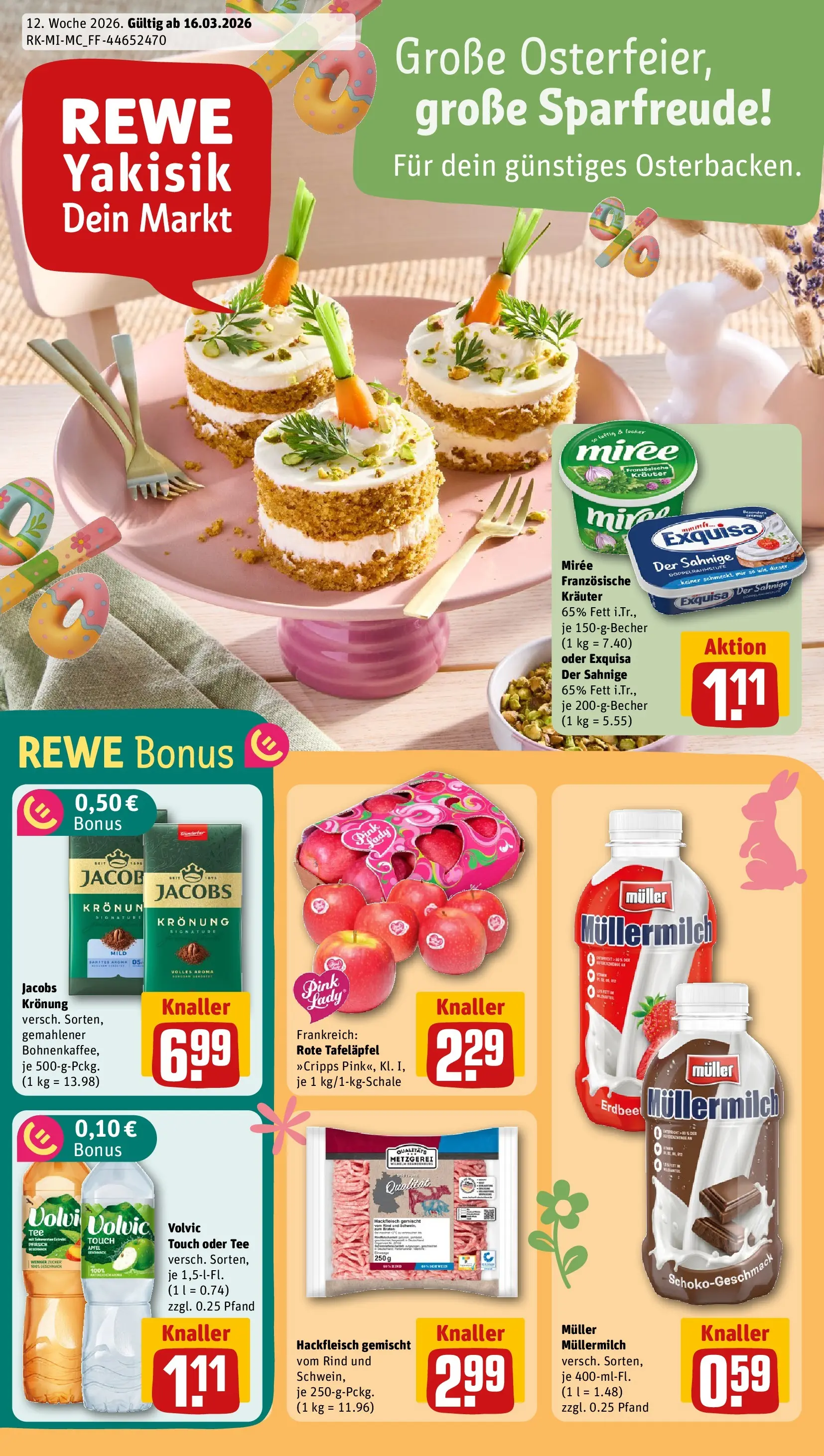 REWE Prospekt ab 15.03.2026 zum Blättern » Angebote | Seite: 1 | Produkte: Volvic touch, Tee, Volvic, Hackfleisch