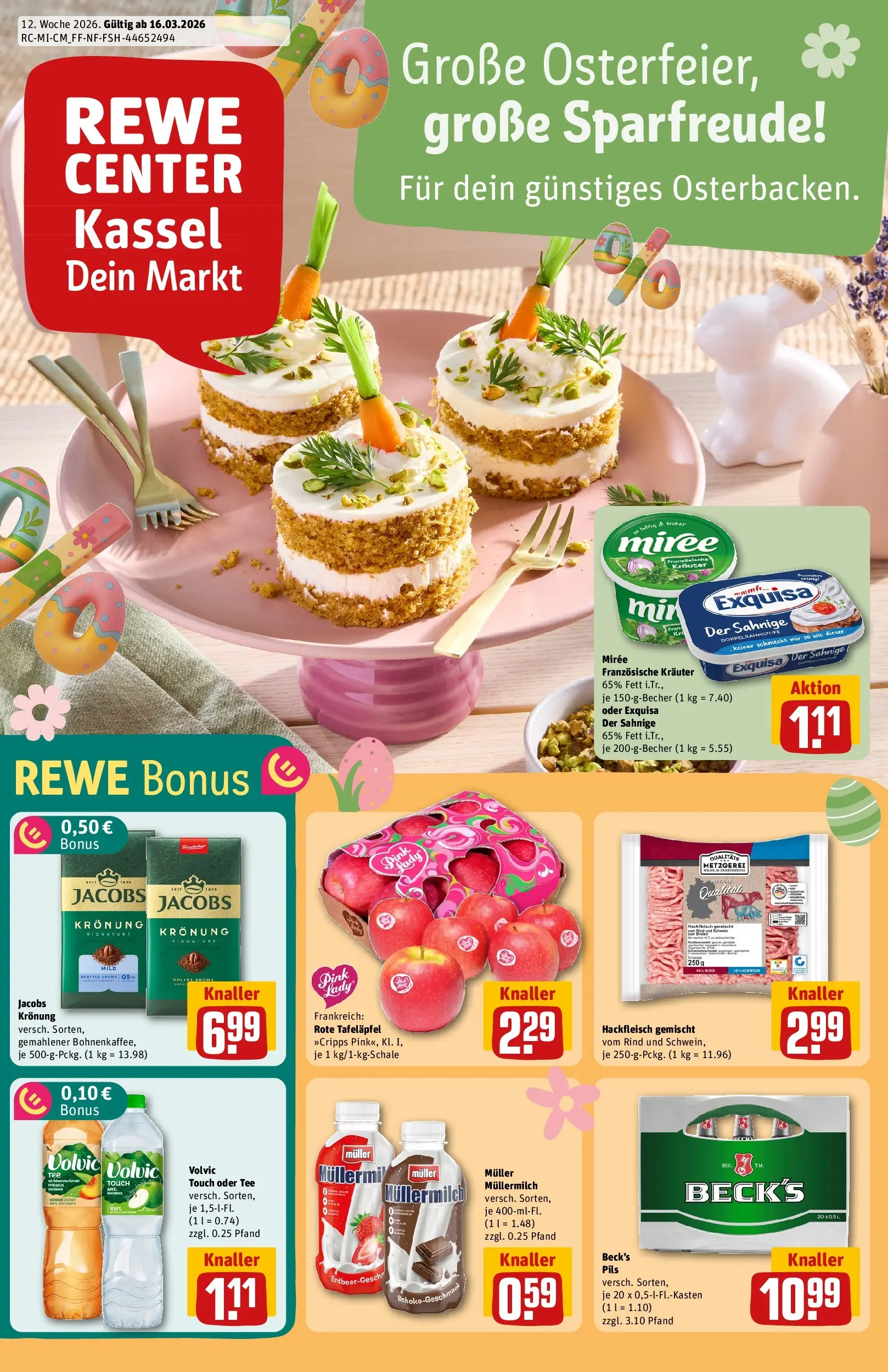 REWE Prospekt ab 15.03.2026 zum Blättern » Angebote | Seite: 1 | Produkte: Pils, Exquisa, Müllermilch, Muller mullermilch