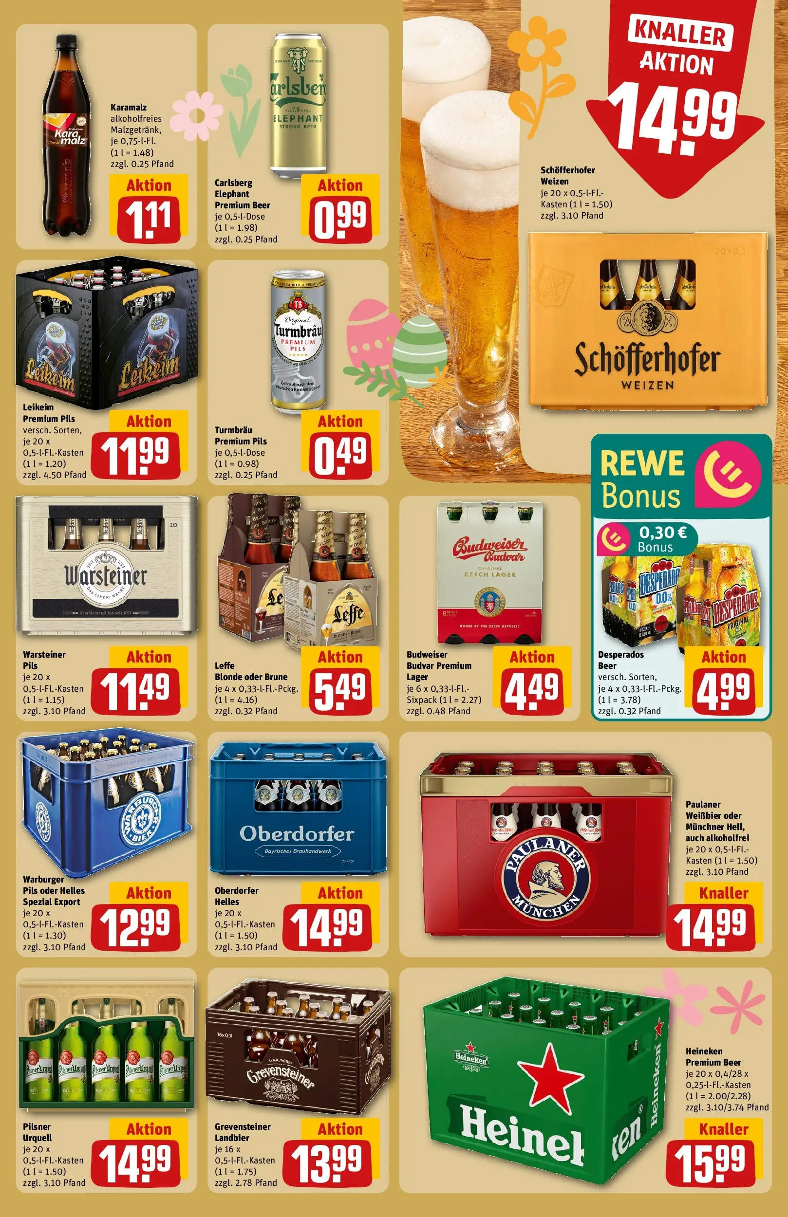 REWE Prospekt ab 15.03.2026 zum Blättern » Angebote | Seite: 19 | Produkte: Carlsberg, Heineken, Warsteiner, Paulaner