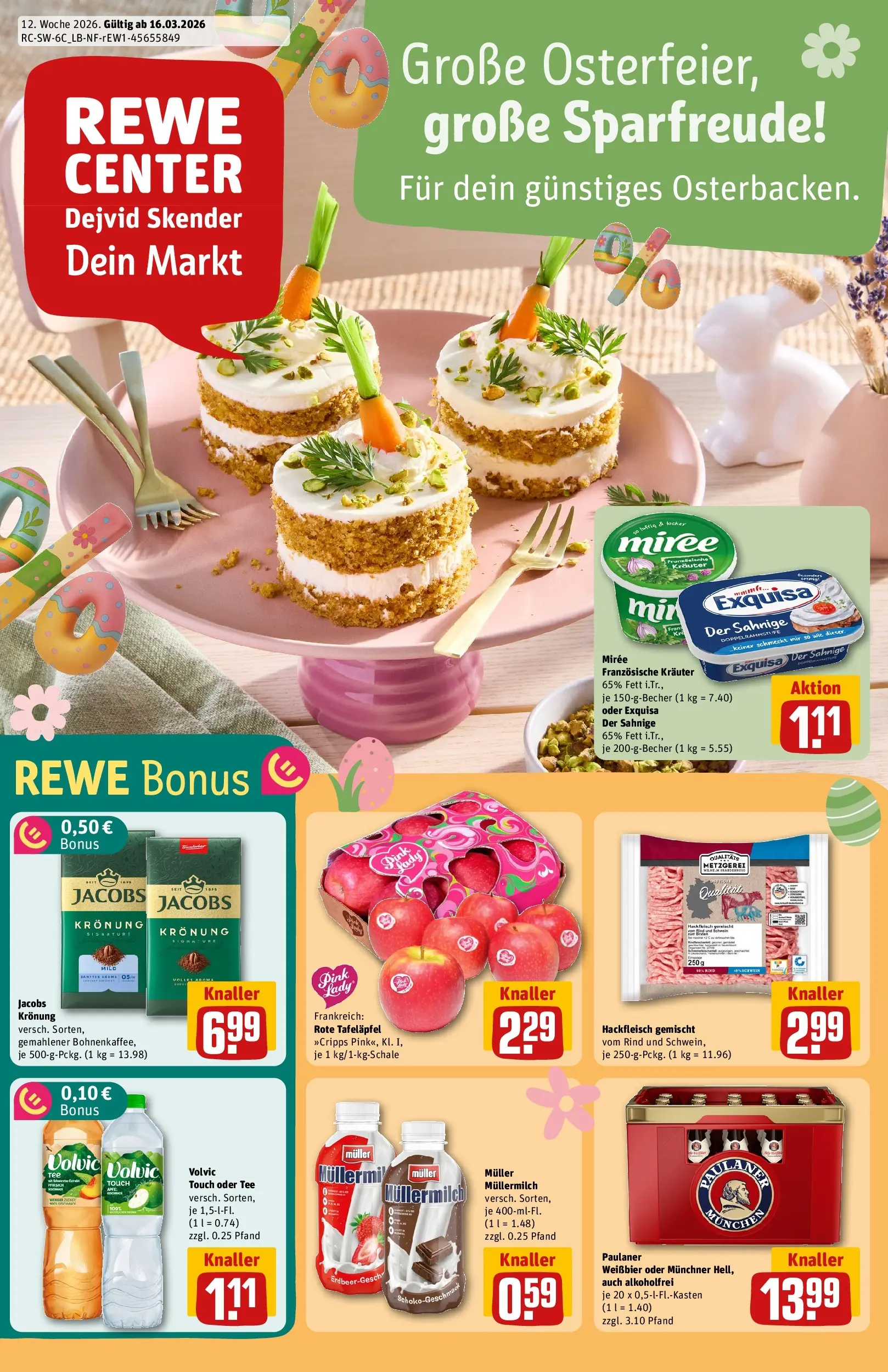 REWE Prospekt ab 15.03.2026 zum Blättern » Angebote | Seite: 1 | Produkte: Weißbier, Volvic touch, Exquisa, Volvic
