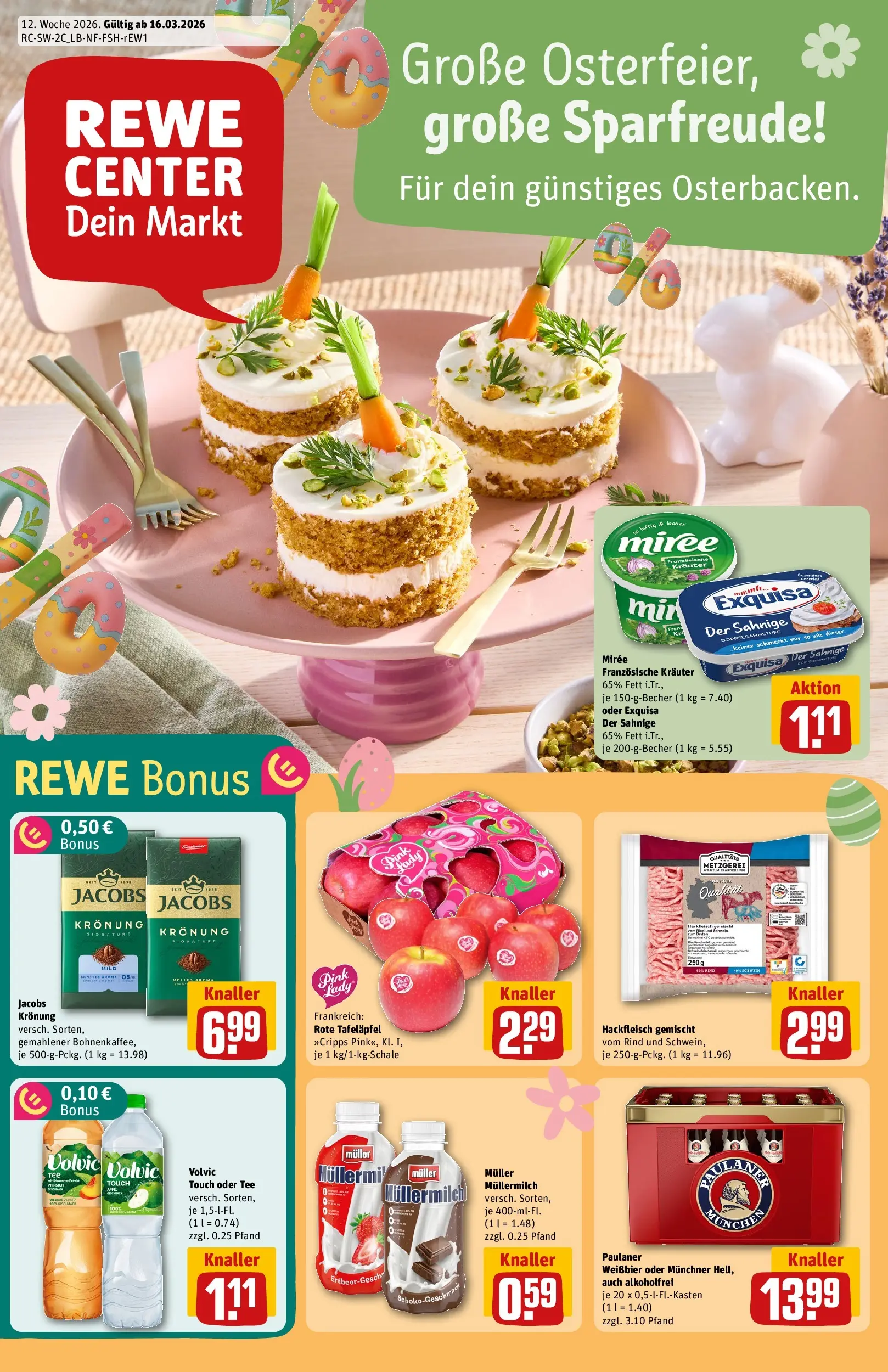 REWE Prospekt ab 15.03.2026 zum Blättern » Angebote | Seite: 1 | Produkte: Weißbier, Volvic touch, Müllermilch, Hackfleisch