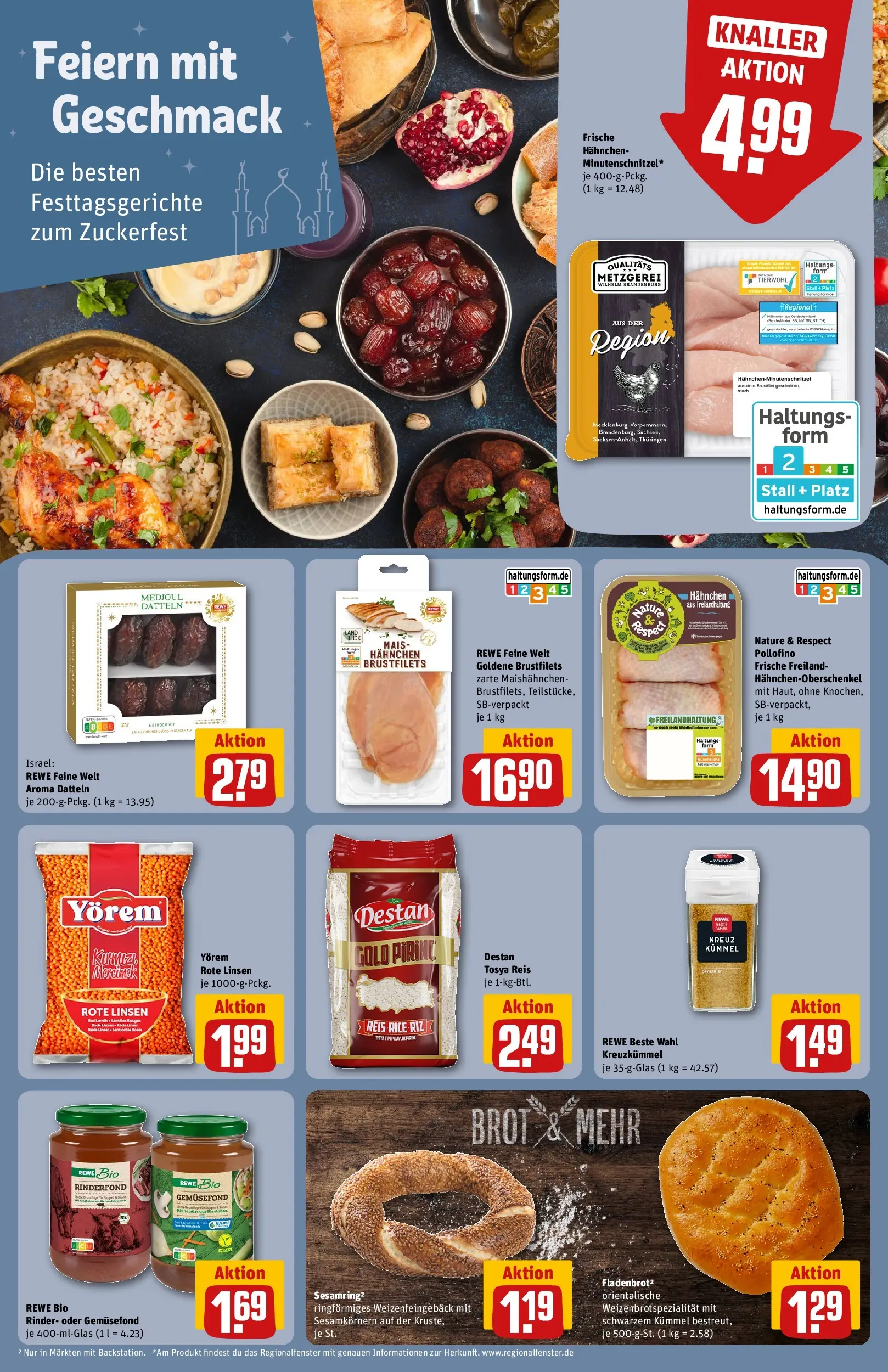 REWE Prospekt ab 15.03.2026 zum Blättern » Angebote | Seite: 23 | Produkte: Hahnchen, Brot, Reis