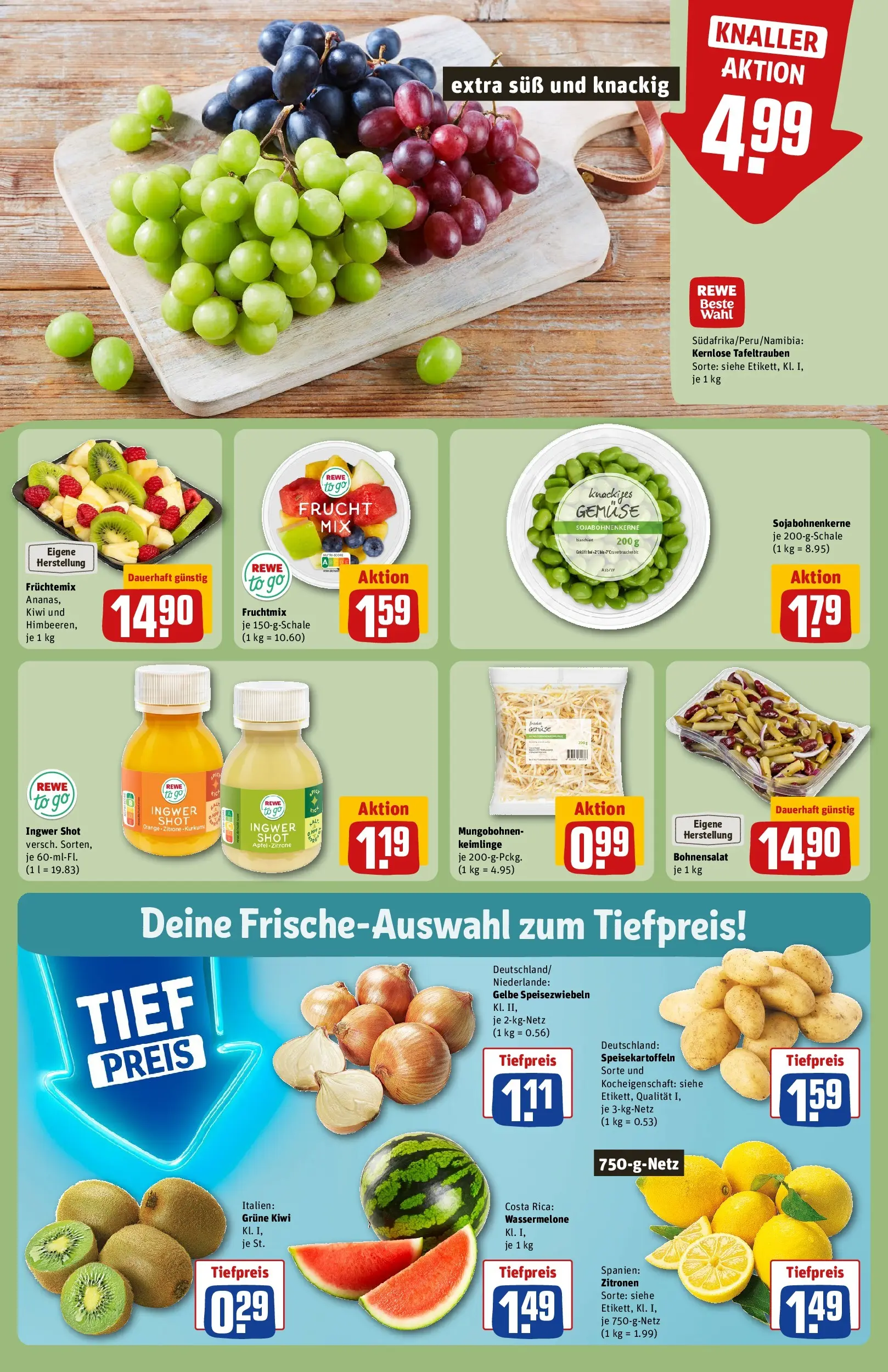 REWE Prospekt ab 15.03.2026 zum Blättern » Angebote | Seite: 8 | Produkte: Gemüse, Wassermelone, Kiwi, Zitronen