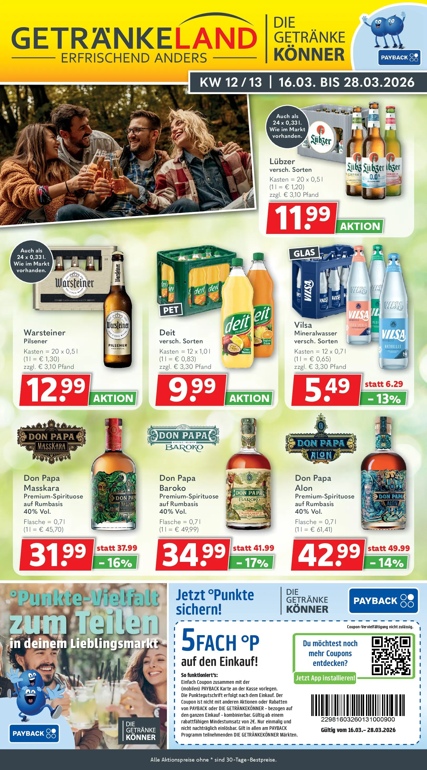 Getränkeland - Getränkeland: Getränkeangebote (ab 16.03.2026) zum Blättern | Seite: 1 | Produkte: Mineralwasser, Warsteiner, Lubzer