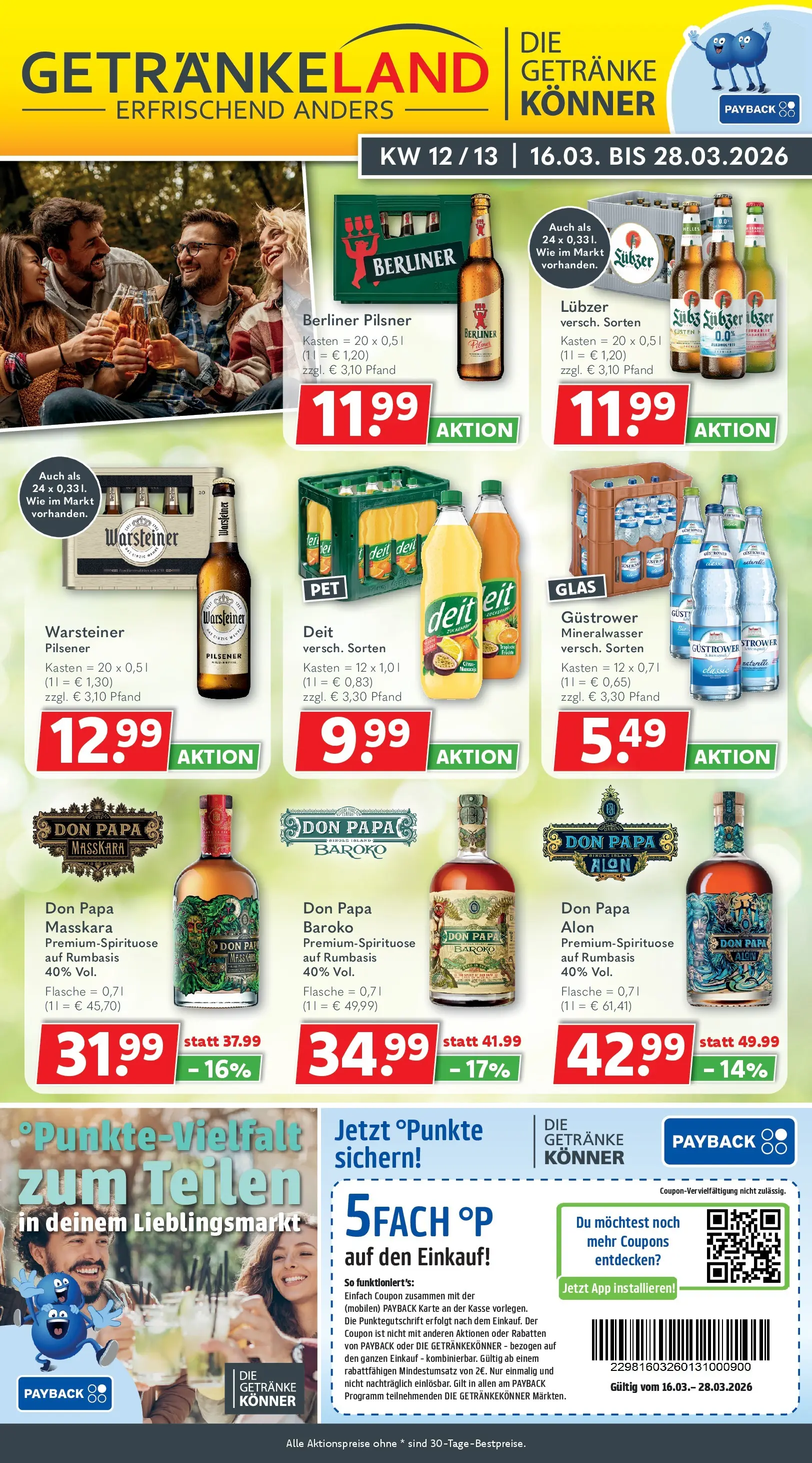 Getränkeland - Getränkeland: Getränkeangebote (ab 15.03.2026) zum Blättern | Seite: 1 | Produkte: Mineralwasser, Warsteiner, Lubzer, Berliner pilsner