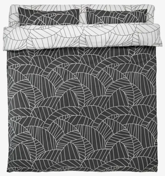 JYSK Lenjerie pat+cearșaf percal PAULA 200x220 alb/gri