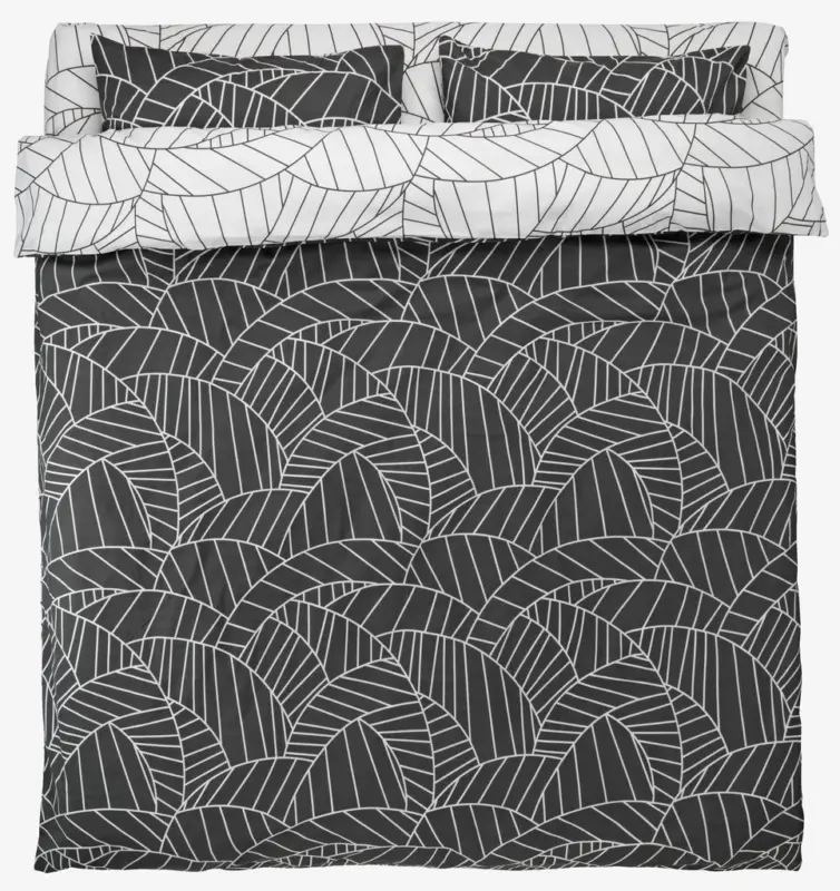 JYSK Lenjerie pat+cearșaf percal PAULA 200x220 alb/gri