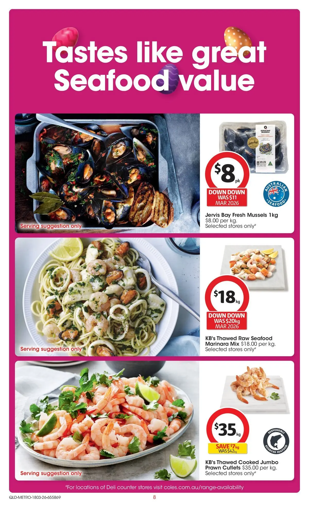 ﻿Coles catalogue valid from 18/03/2026 > Online Australia | Page: 8 | Products: Seafood