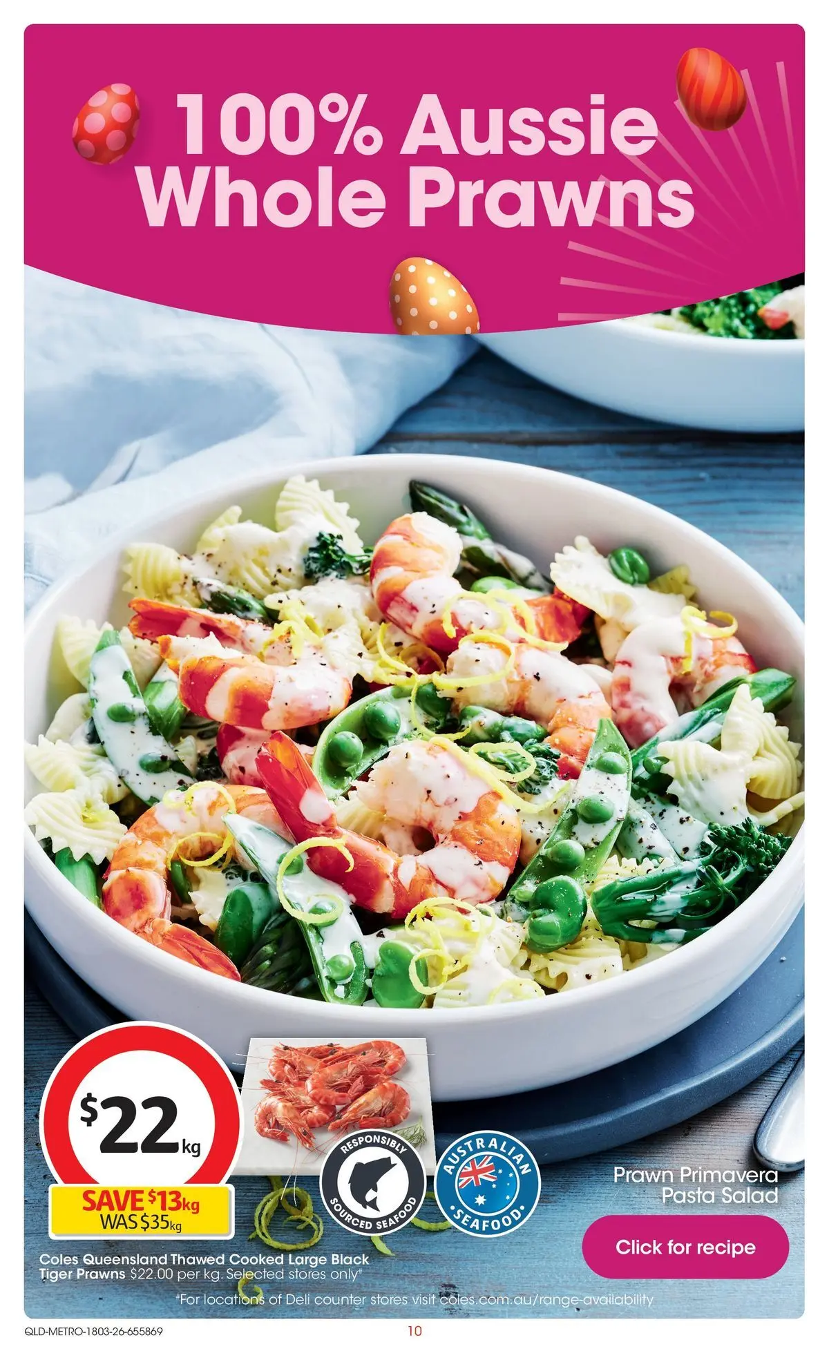 ﻿Coles catalogue valid from 18/03/2026 > Online Australia | Page: 10 | Products: Pasta, Prawns, Salad, Seafood