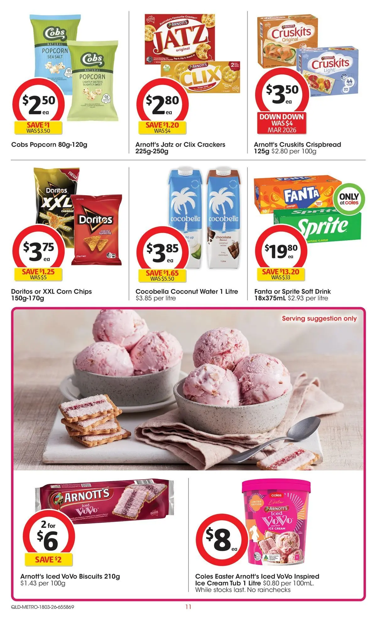 ﻿Coles catalogue valid from 18/03/2026 > Online Australia | Page: 11 | Products: Light, Chocolate, Chips, Biscuits
