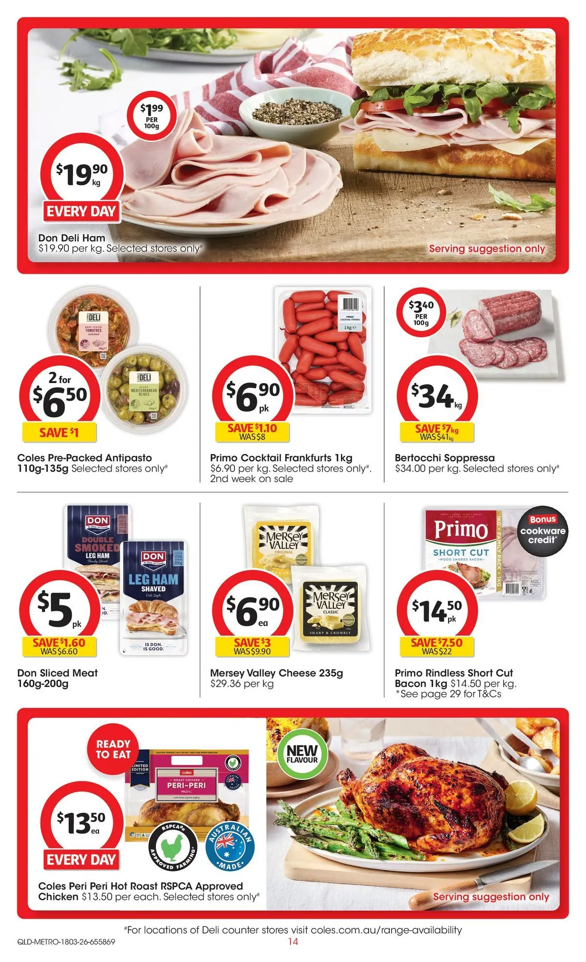 ﻿Coles catalogue valid from 18/03/2026 > Online Australia | Page: 14 | Products: Bacon, Chicken, Meat, Cookware