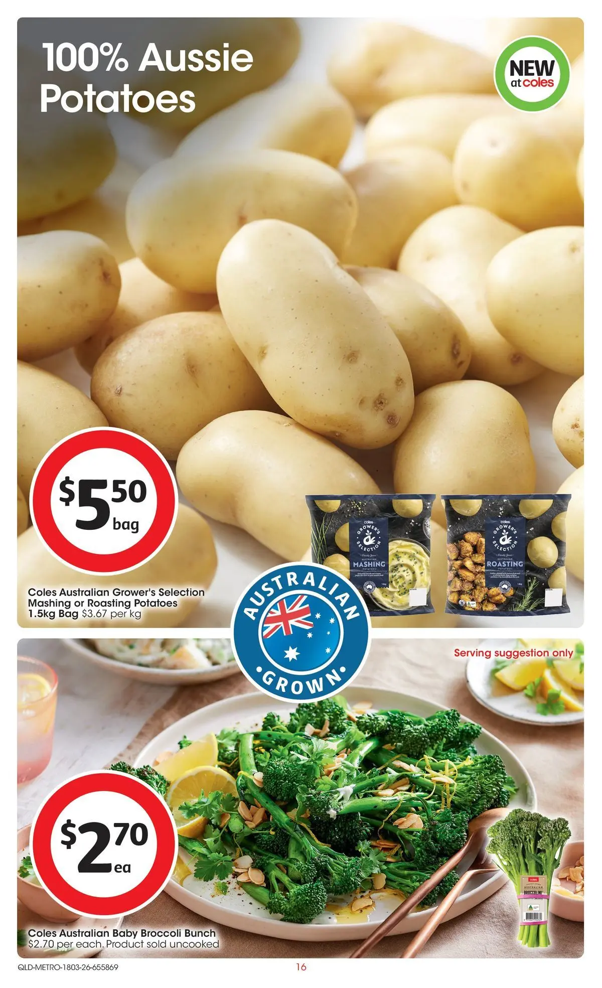 ﻿Coles catalogue valid from 18/03/2026 > Online Australia | Page: 16 | Products: Potatoes, Bag