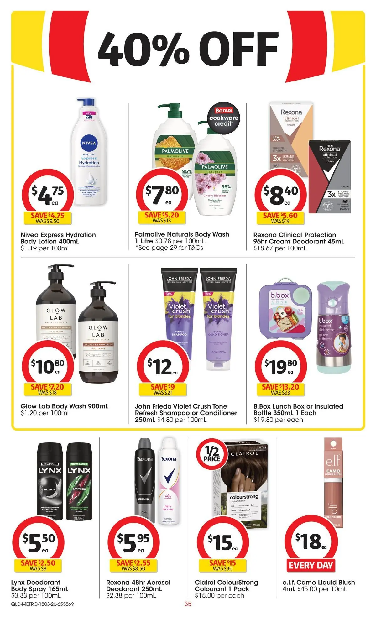 ﻿Coles catalogue valid from 18/03/2026 > Online Australia | Page: 35 | Products: Box, Blush, Shampoo, Lotion