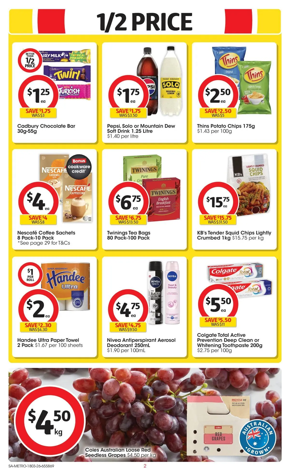 ﻿Coles catalogue valid from 18/03/2026 > Online Australia | Page: 2 | Products: Milk, Deodorant, Chips, Lemon