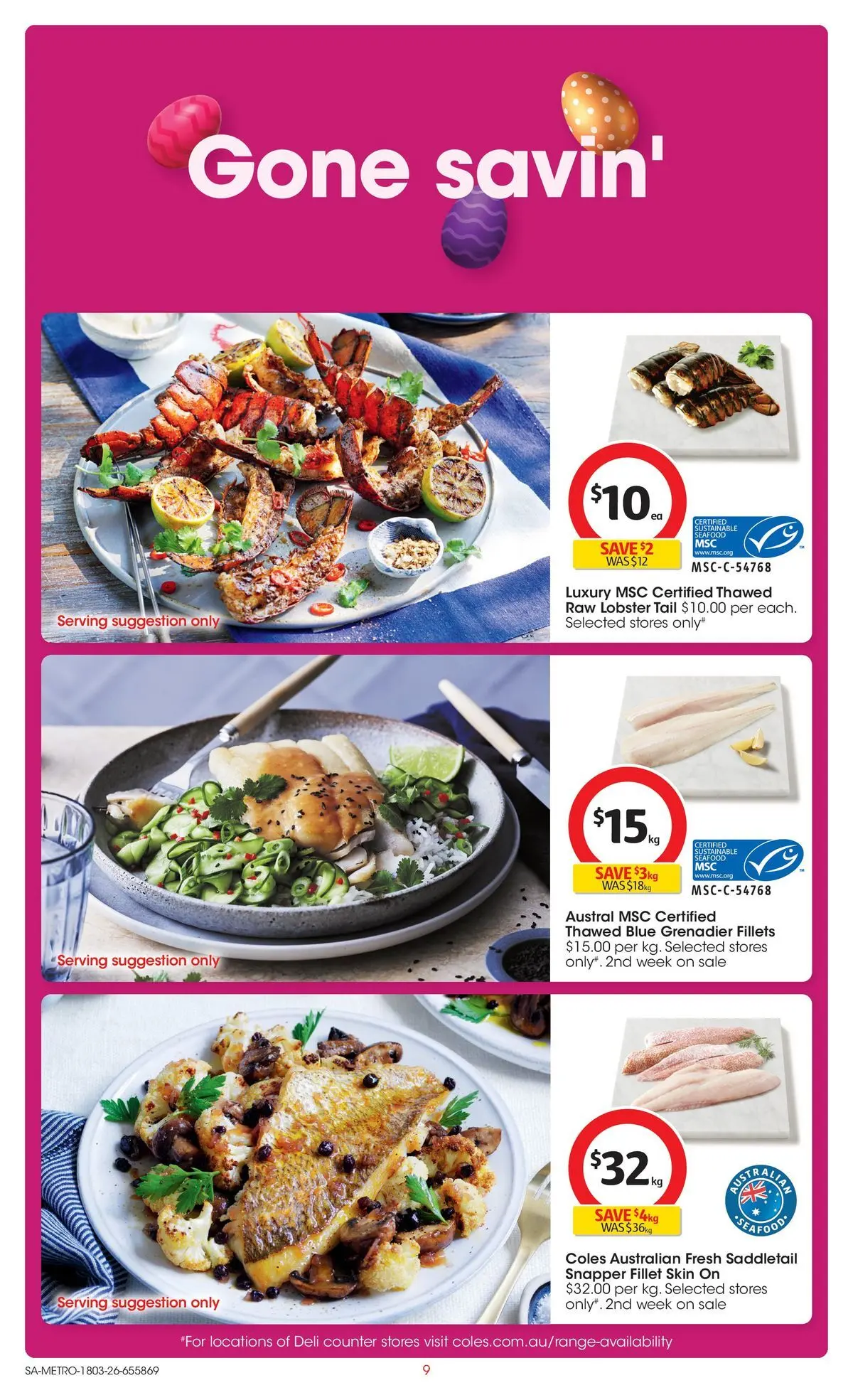 ﻿Coles catalogue valid from 18/03/2026 > Online Australia | Page: 9 | Products: Lobster, Sustainable, Seafood