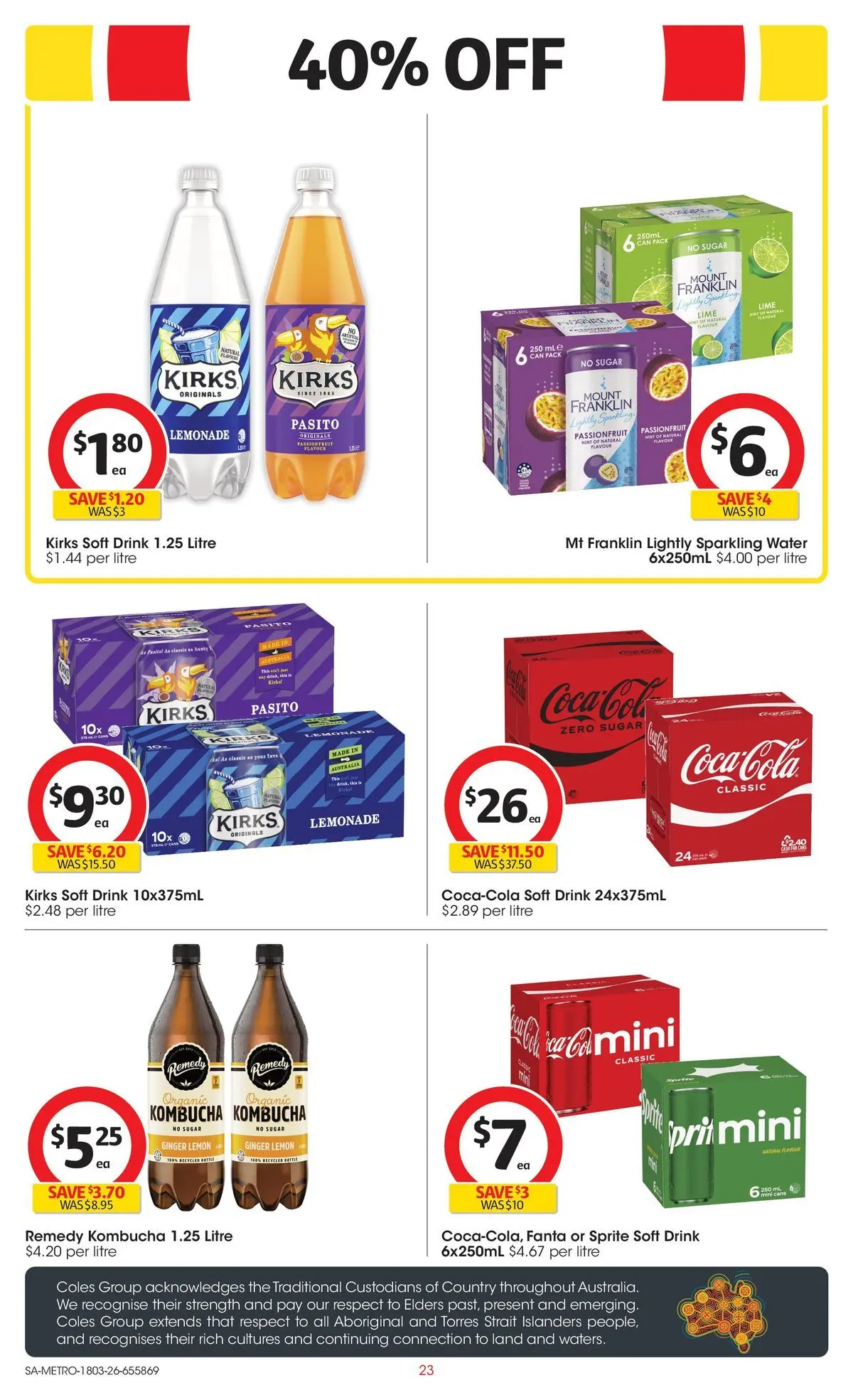﻿Coles catalogue valid from 18/03/2026 > Online Australia | Page: 23 | Products: Ginger, Passionfruit, Water, Lime