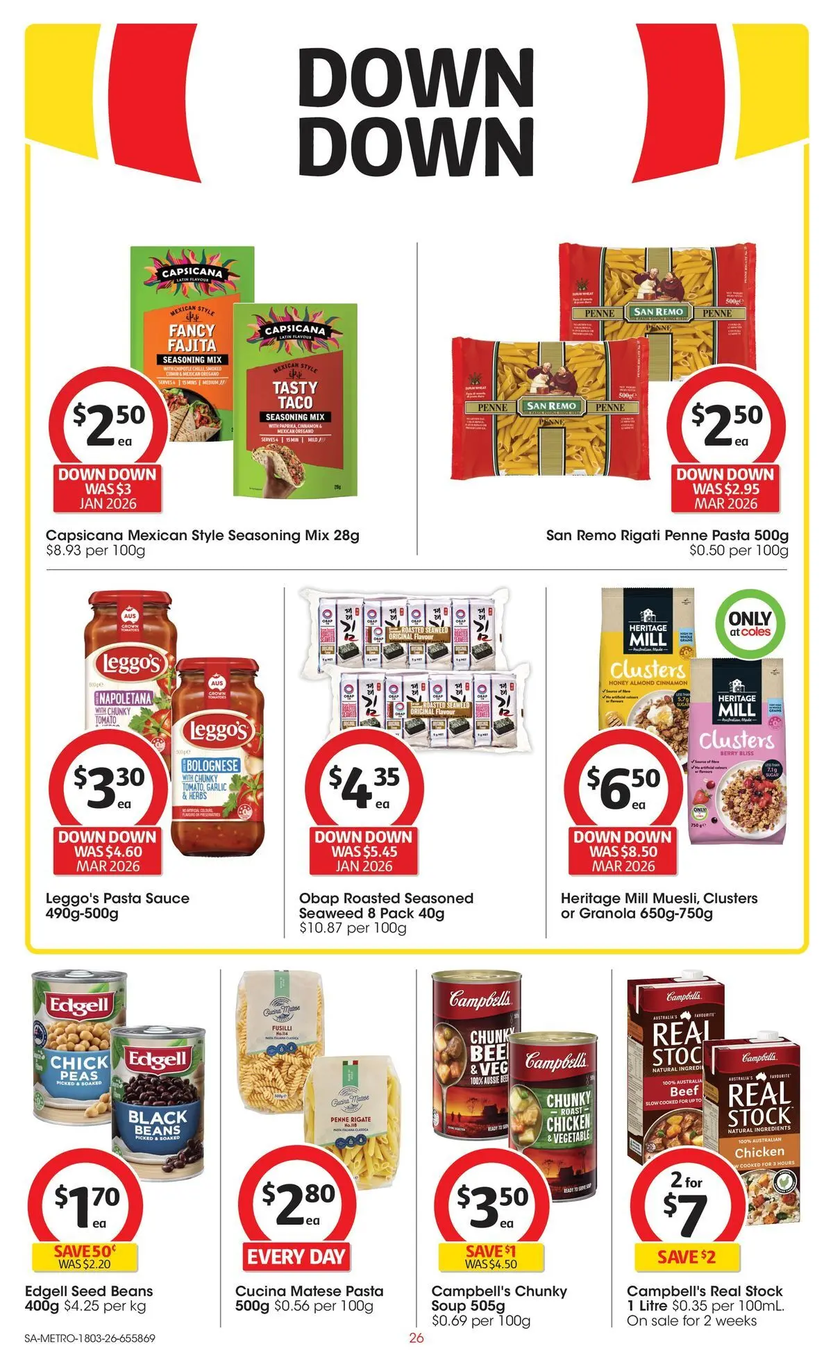 ﻿Coles catalogue valid from 18/03/2026 > Online Australia | Page: 26 | Products: Honey, Pasta, Sauce, Soup