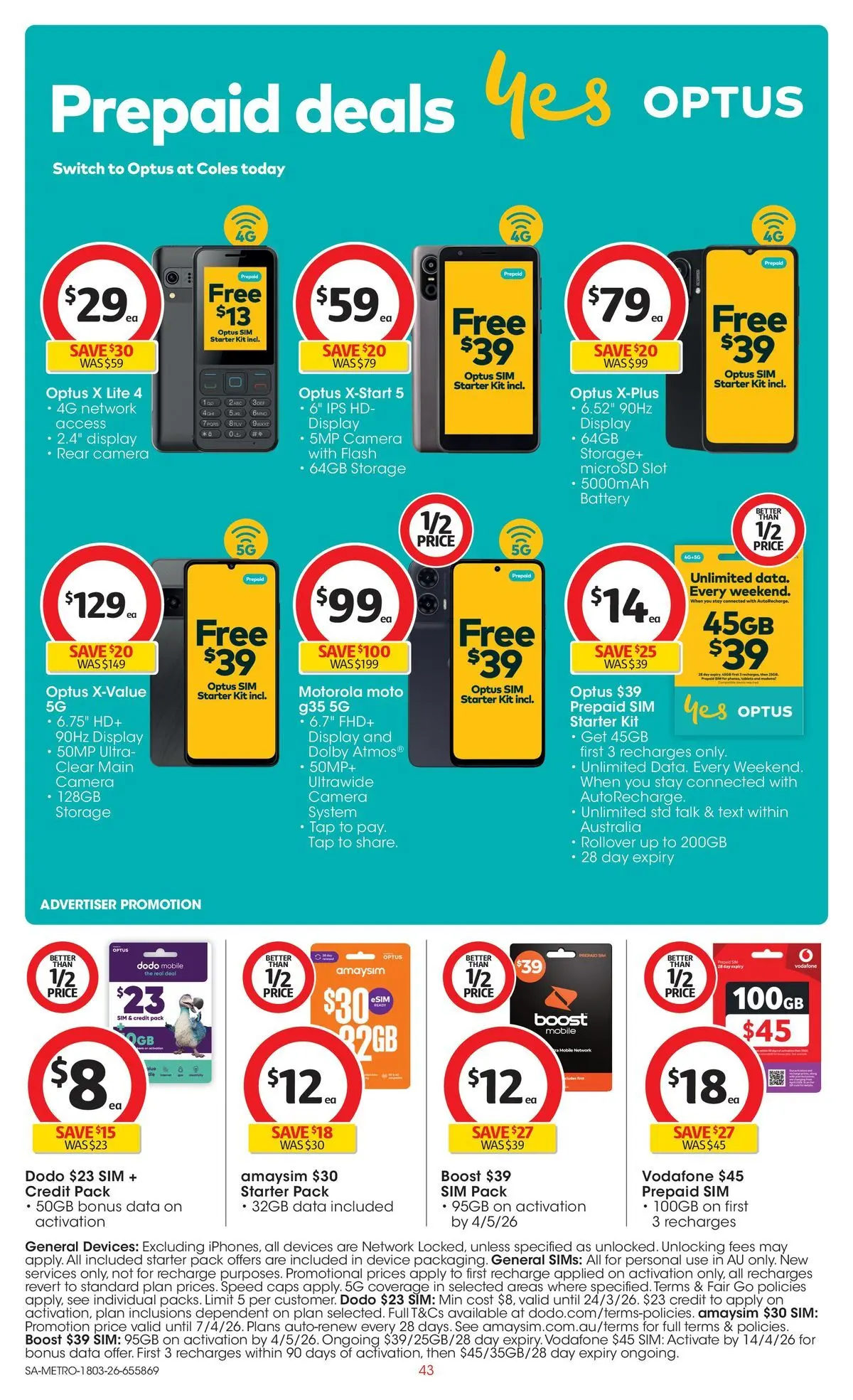 ﻿Coles catalogue valid from 18/03/2026 > Online Australia | Page: 43 | Products: Battery, Tap, Device, Mobile