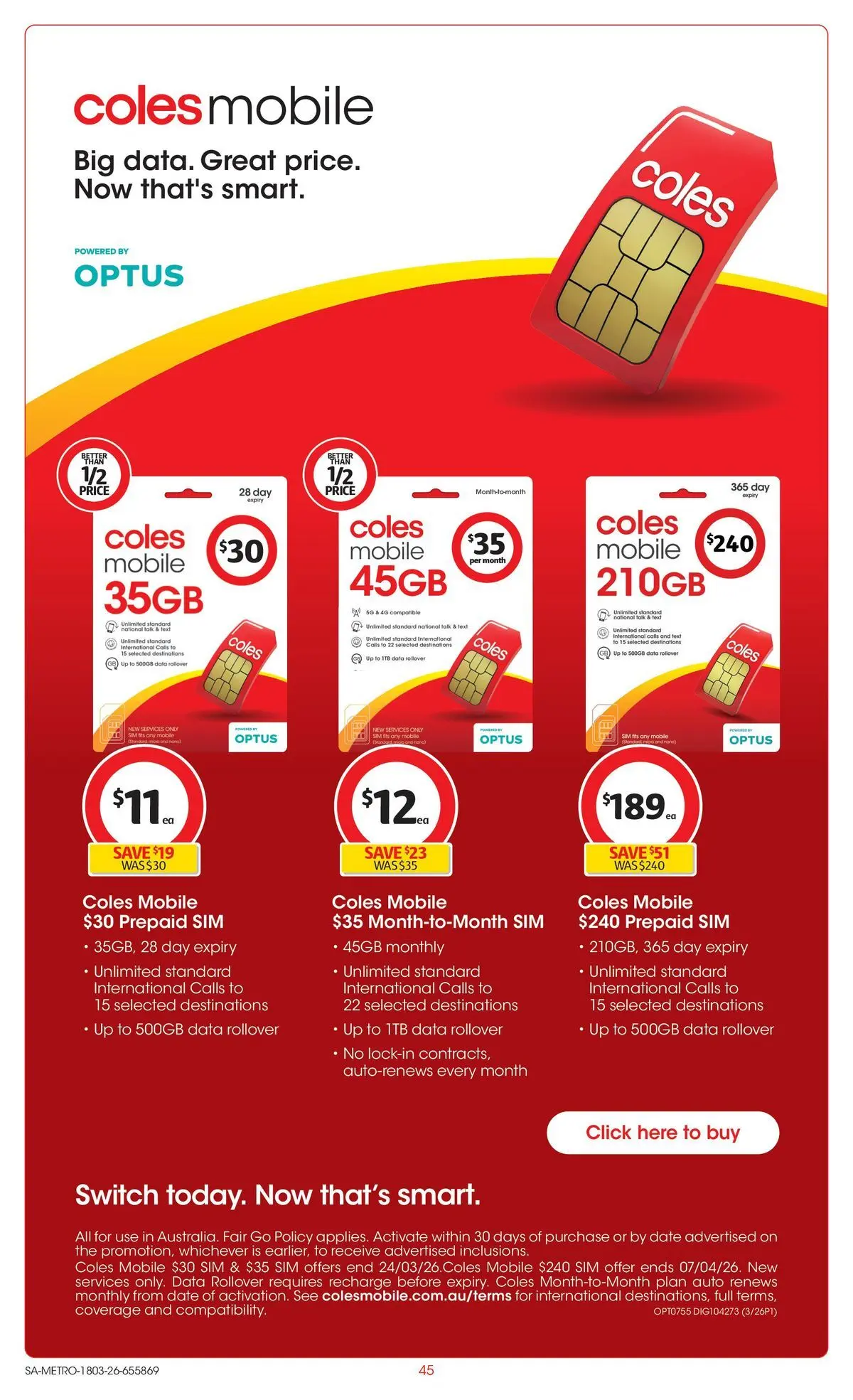 ﻿Coles catalogue valid from 18/03/2026 > Online Australia | Page: 45 | Products: Date, Mobile