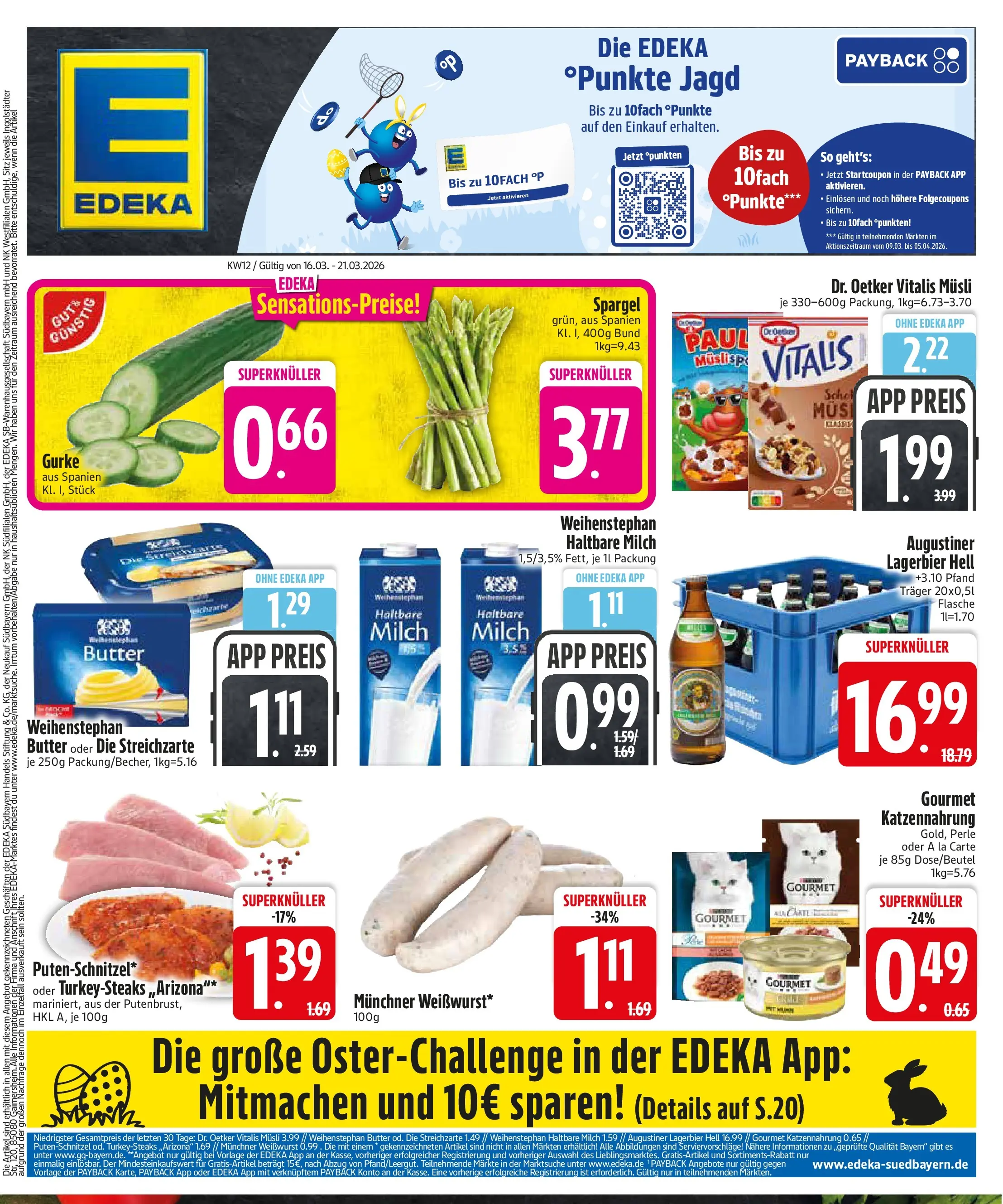 Edeka  Prospekt Vilsbiburg	 (ab 16.03.2026) zum Blättern | Seite: 1 | Produkte: Musli, Butter, Spargel, Weihenstephan butter