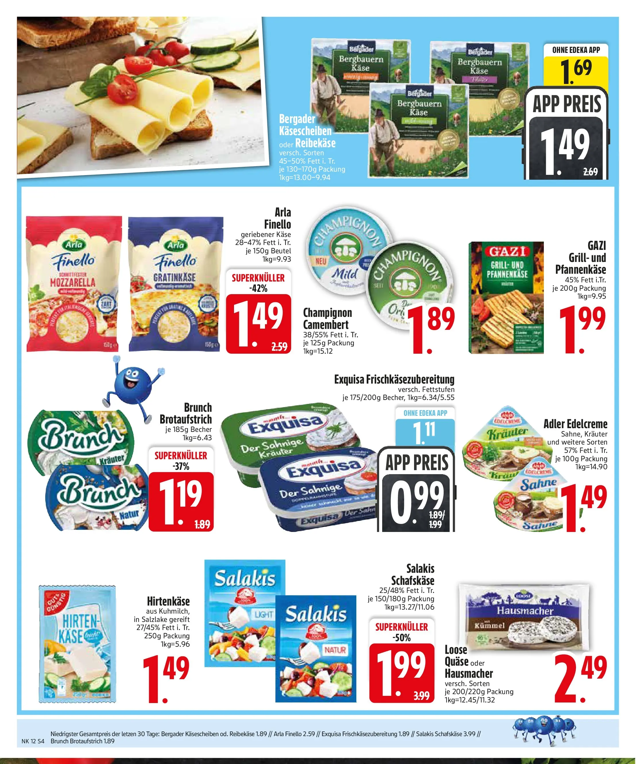 Edeka  Prospekt Vilsbiburg	 (ab 16.03.2026) zum Blättern | Seite: 4 | Produkte: Käse, Mozzarella, Exquisa, Sahne