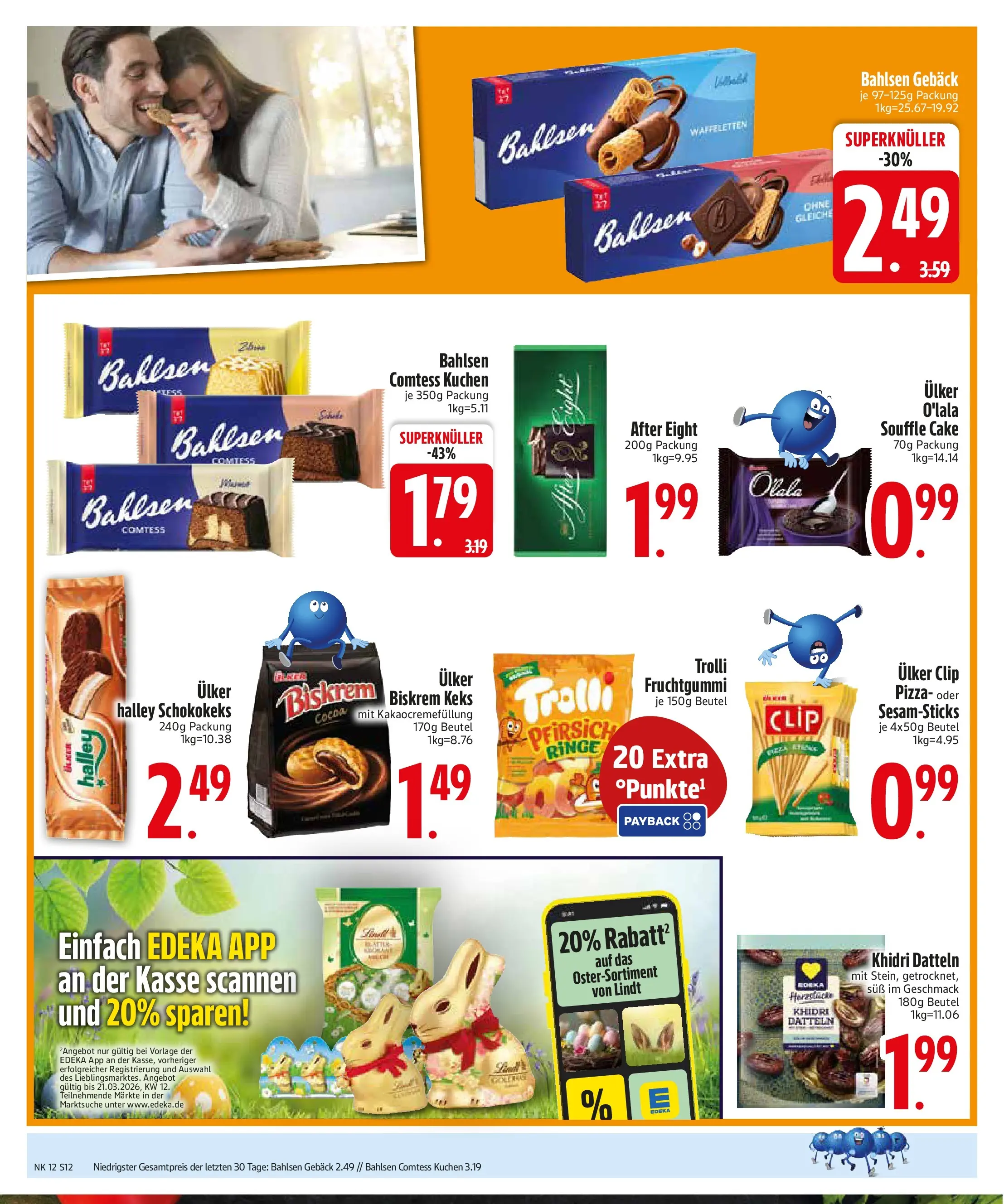 Edeka  Prospekt Vilsbiburg	 (ab 16.03.2026) zum Blättern | Seite: 12 | Produkte: Pfirsich, Pizza, Lindt, Kuchen