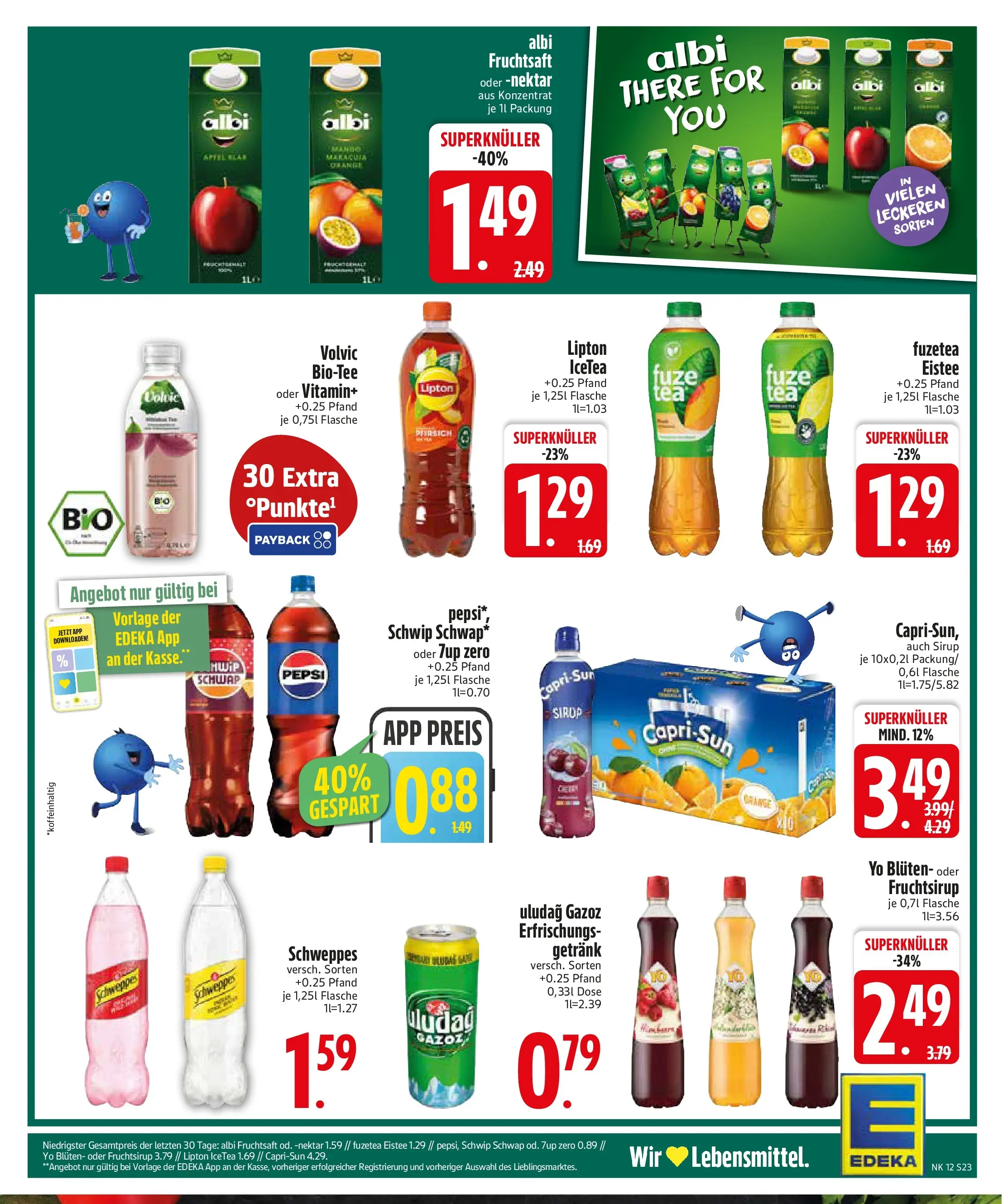 Edeka  Prospekt Vilsbiburg	 (ab 16.03.2026) zum Blättern | Seite: 23 | Produkte: Schwip schwap, Schweppes, Pepsi, Volvic