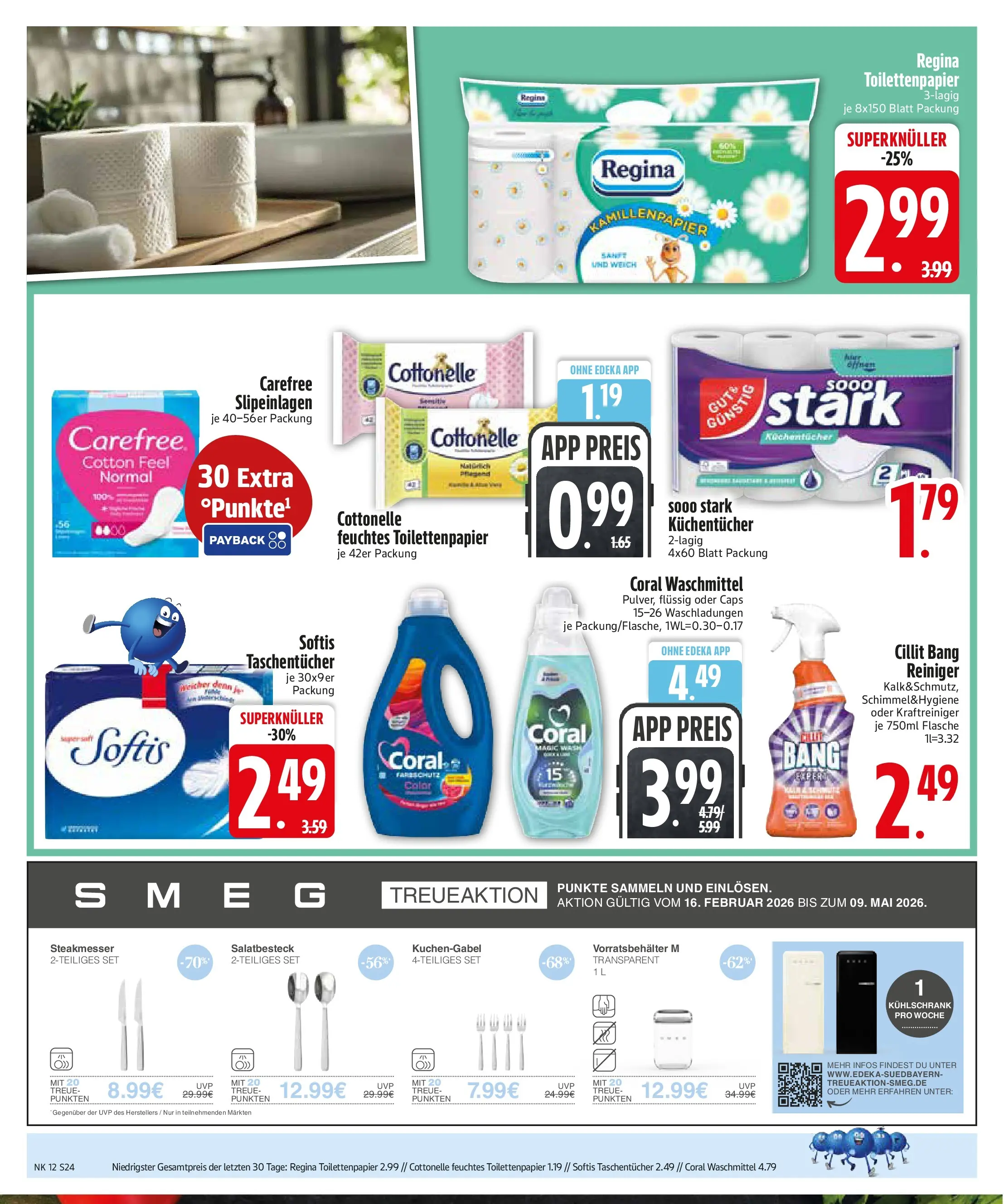 Edeka  Prospekt Vilsbiburg	 (ab 16.03.2026) zum Blättern | Seite: 24 | Produkte: Coral, Kühlschrank, Waschmittel, Feuchtes Toilettenpapier