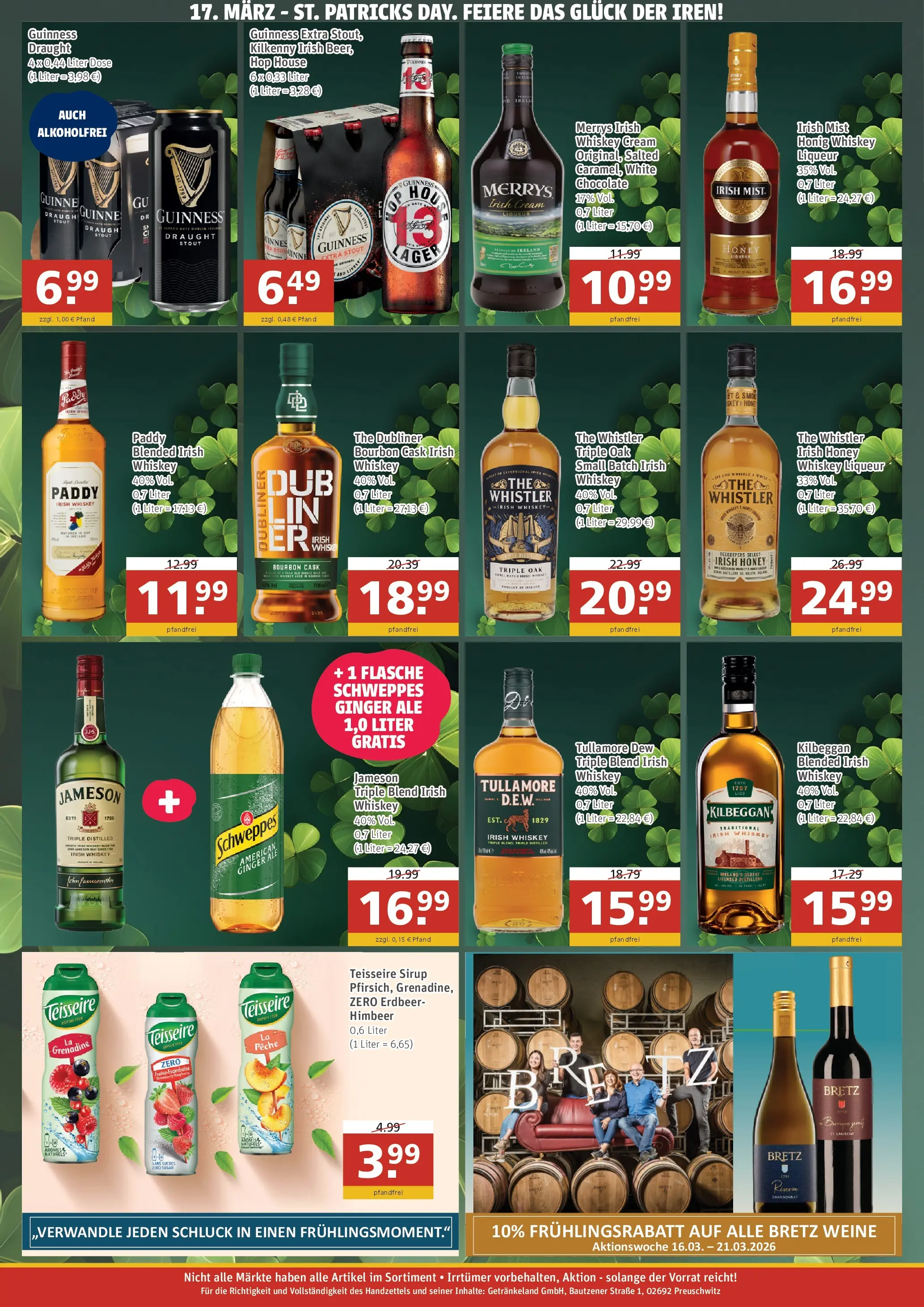 Angebote - GetränkeLand Mayer: Getränkeangebote (ab 15.03.2026) zum Blättern | Seite: 4 | Produkte: Sirup, Schweppes, Bourbon, Whiskey