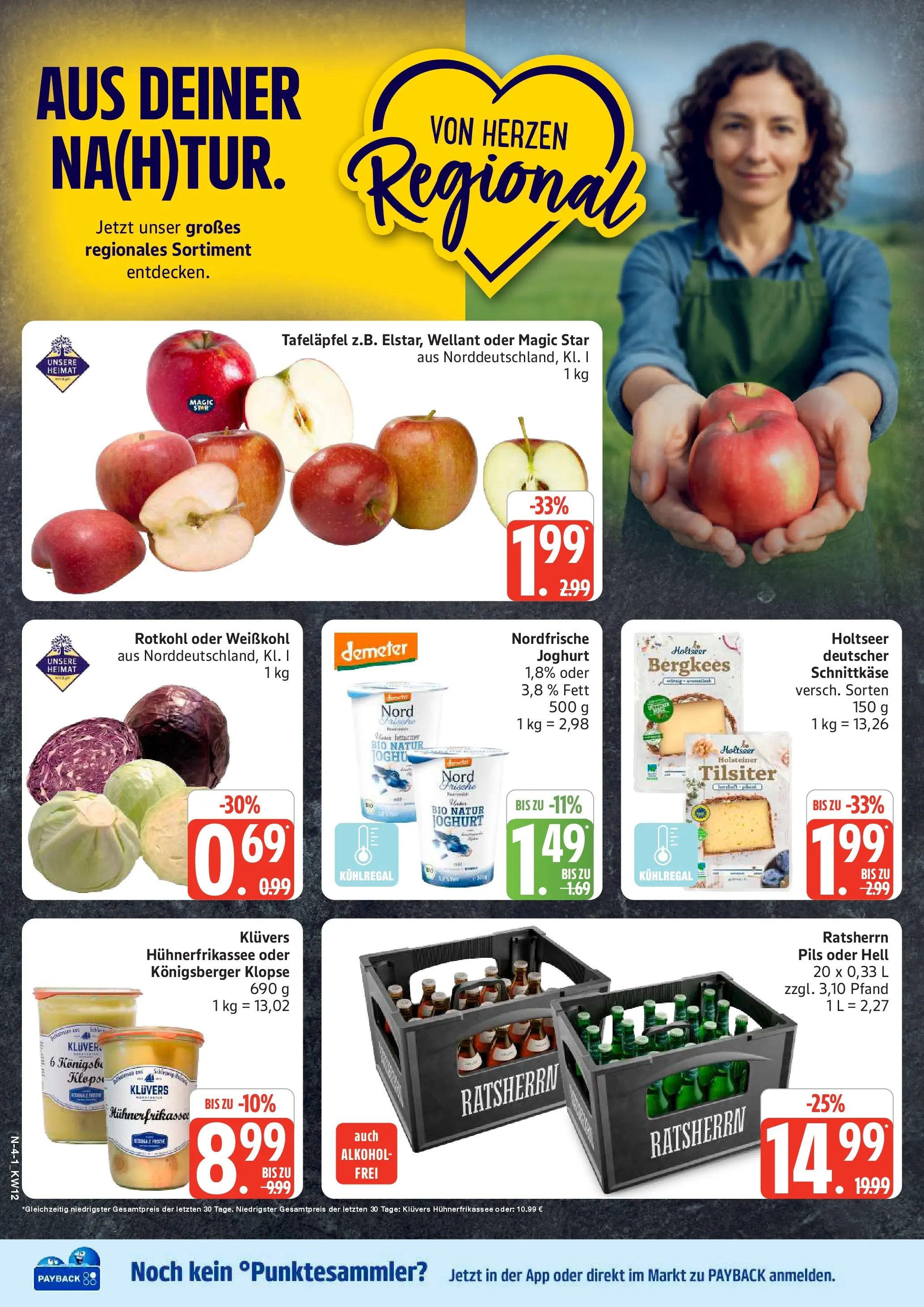 Edeka prospekt Schleswig	 (ab 16.03.2026) » Angebote Online | Seite: 4 | Produkte: Rotkohl, Joghurt, Pils