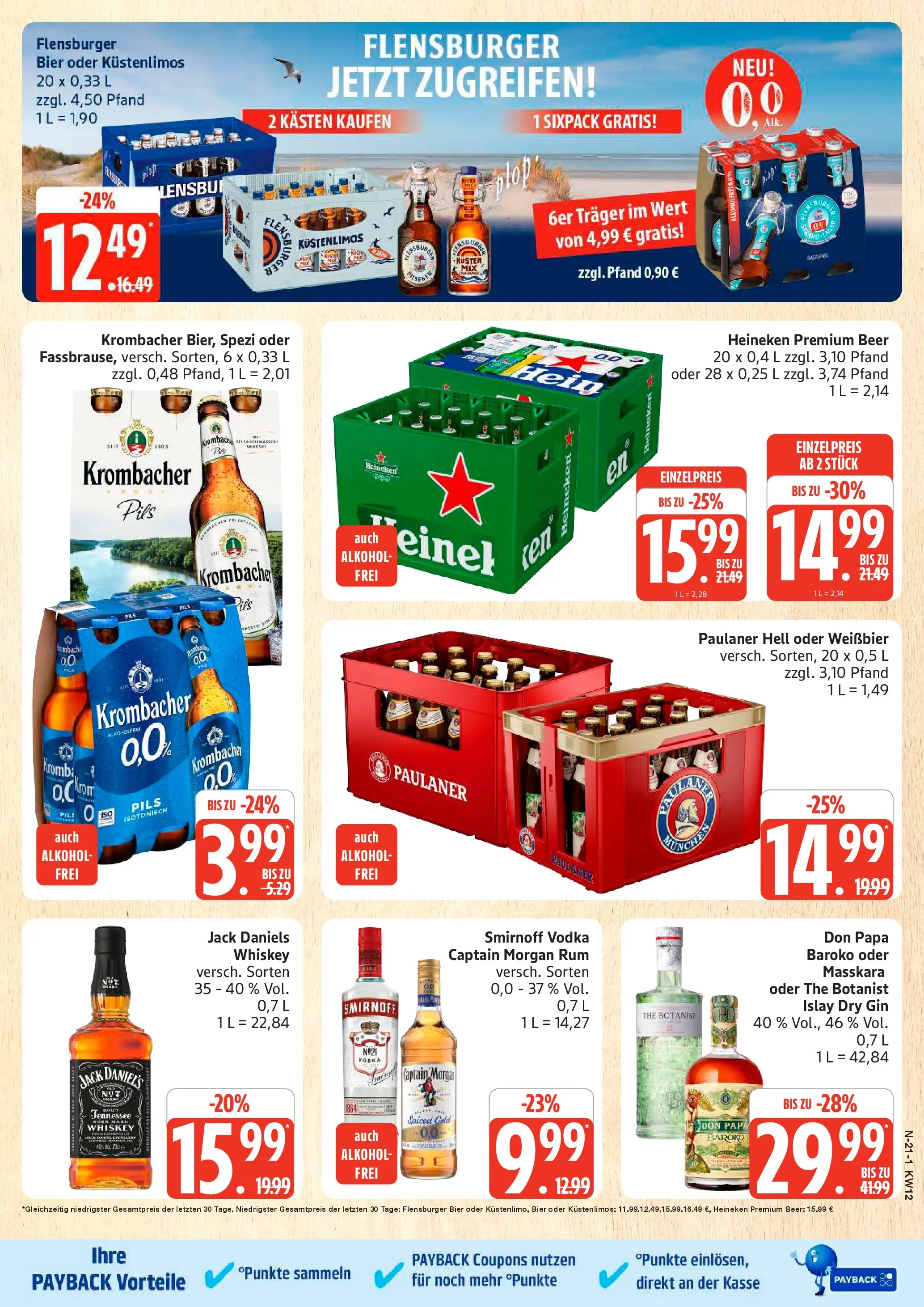 Edeka prospekt Schleswig	 (ab 16.03.2026) » Angebote Online | Seite: 21 | Produkte: Pils, Krombacher alkoholfrei, Smirnoff, Captain morgan