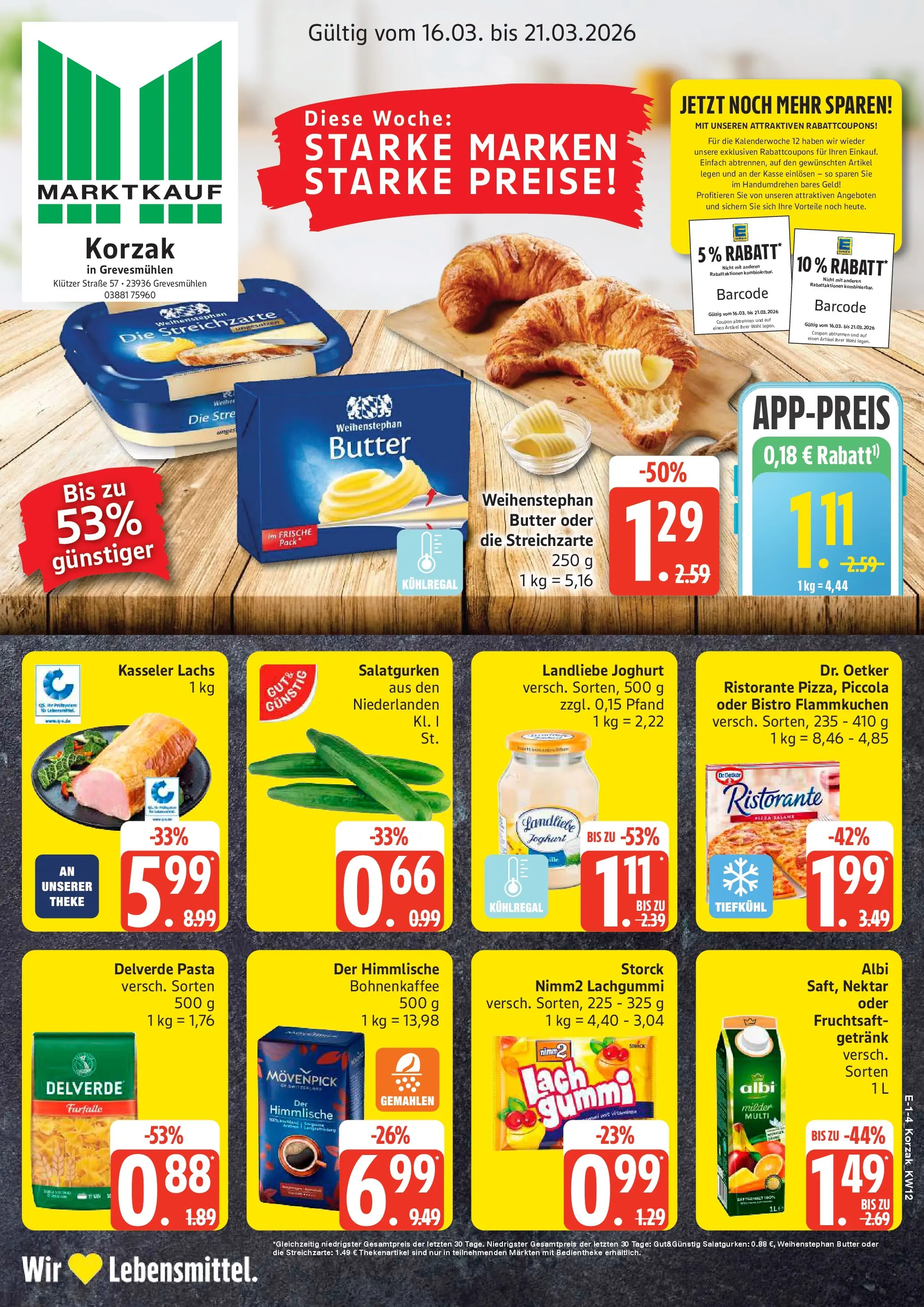 Edeka prospekt Grevesmühlen	 (ab 15.03.2026) » Angebote Online | Seite: 1 | Produkte: Joghurt, Lachs, Landliebe joghurt, Fruchtsaft