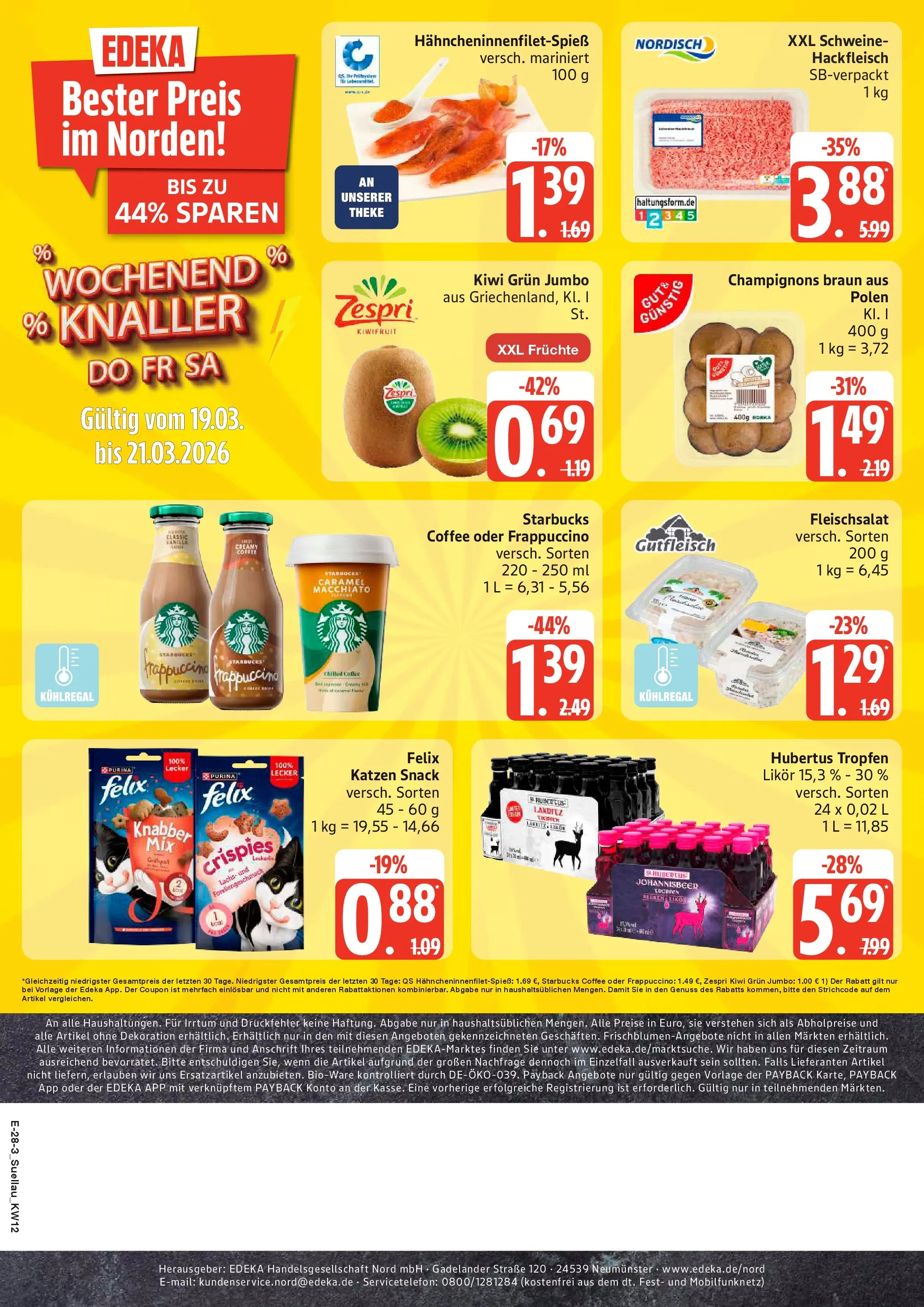 Edeka prospekt Ratzeburg	 (ab 15.03.2026) » Angebote Online | Seite: 32 | Produkte: Starbucks, Kiwi, Hubertus tropfen, Hackfleisch