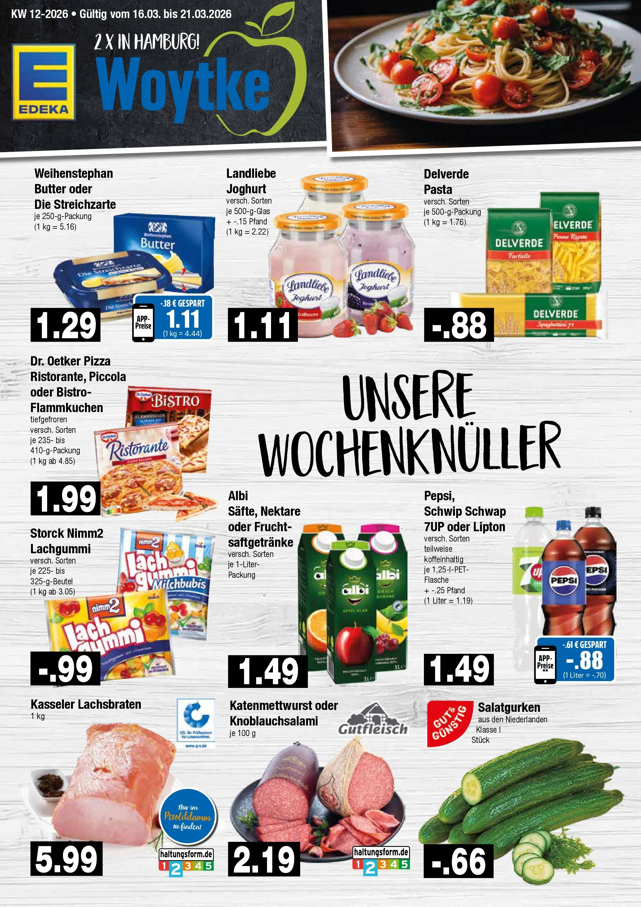Edeka prospekt Hamburg	 (ab 15.03.2026) » Angebote Online | Seite: 1 | Produkte: Schwip schwap, Weihenstephan butter, Salami, Pizza
