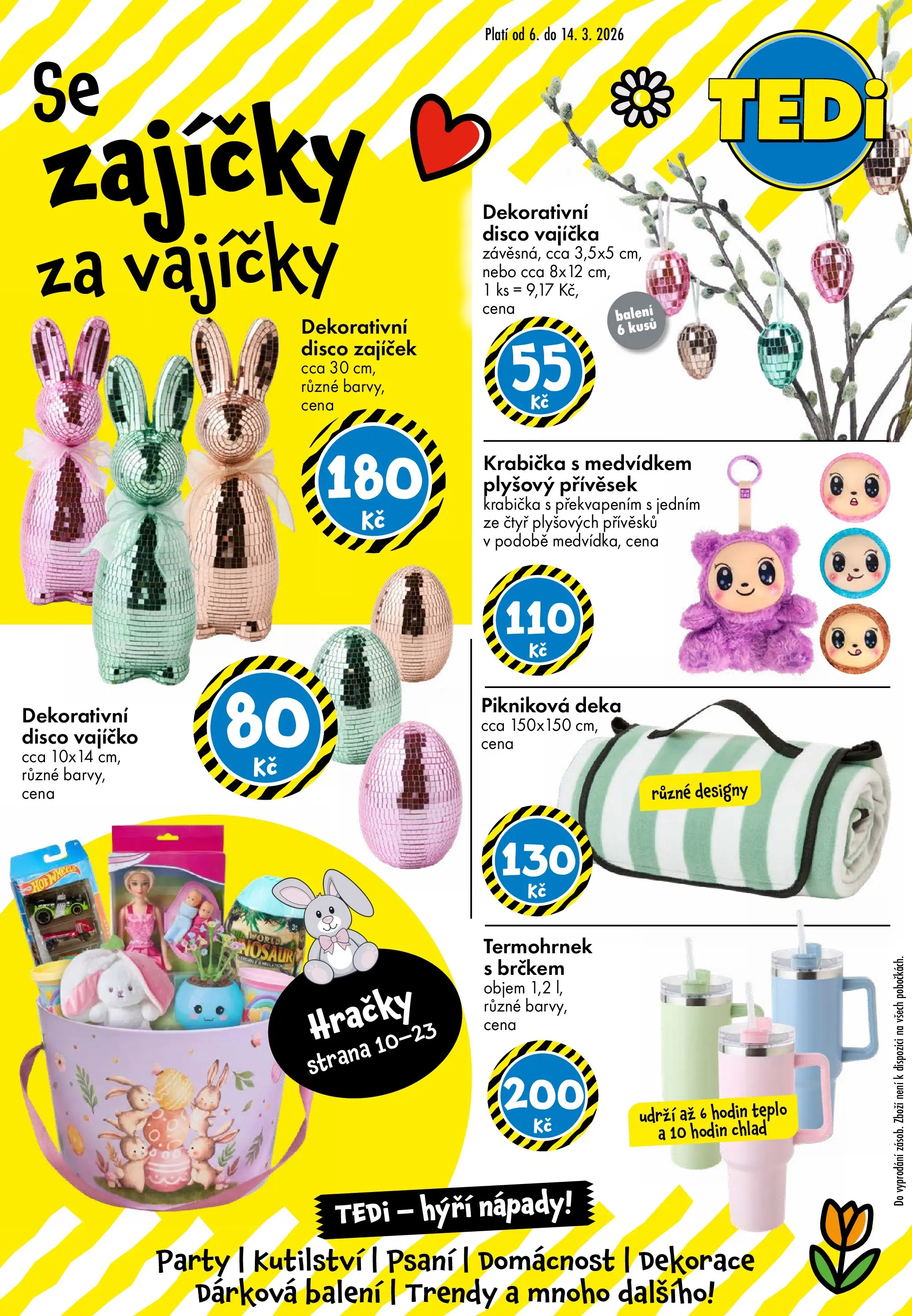 TEDi aktuální leták od 06.03.2026 - akční nabídka | Strana: 1 | Produkty: Vajíčka, Krabička, Hračky, Pikniková deka