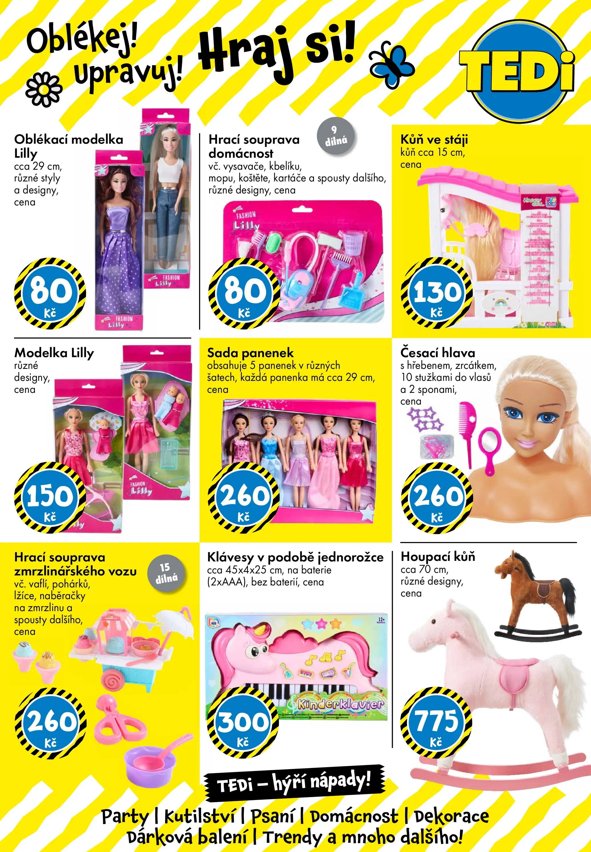 TEDi aktuální leták od 06.03.2026 - akční nabídka | Strana: 19 | Produkty: Česací hlava, Panenka, Houpací kůň, Klávesy