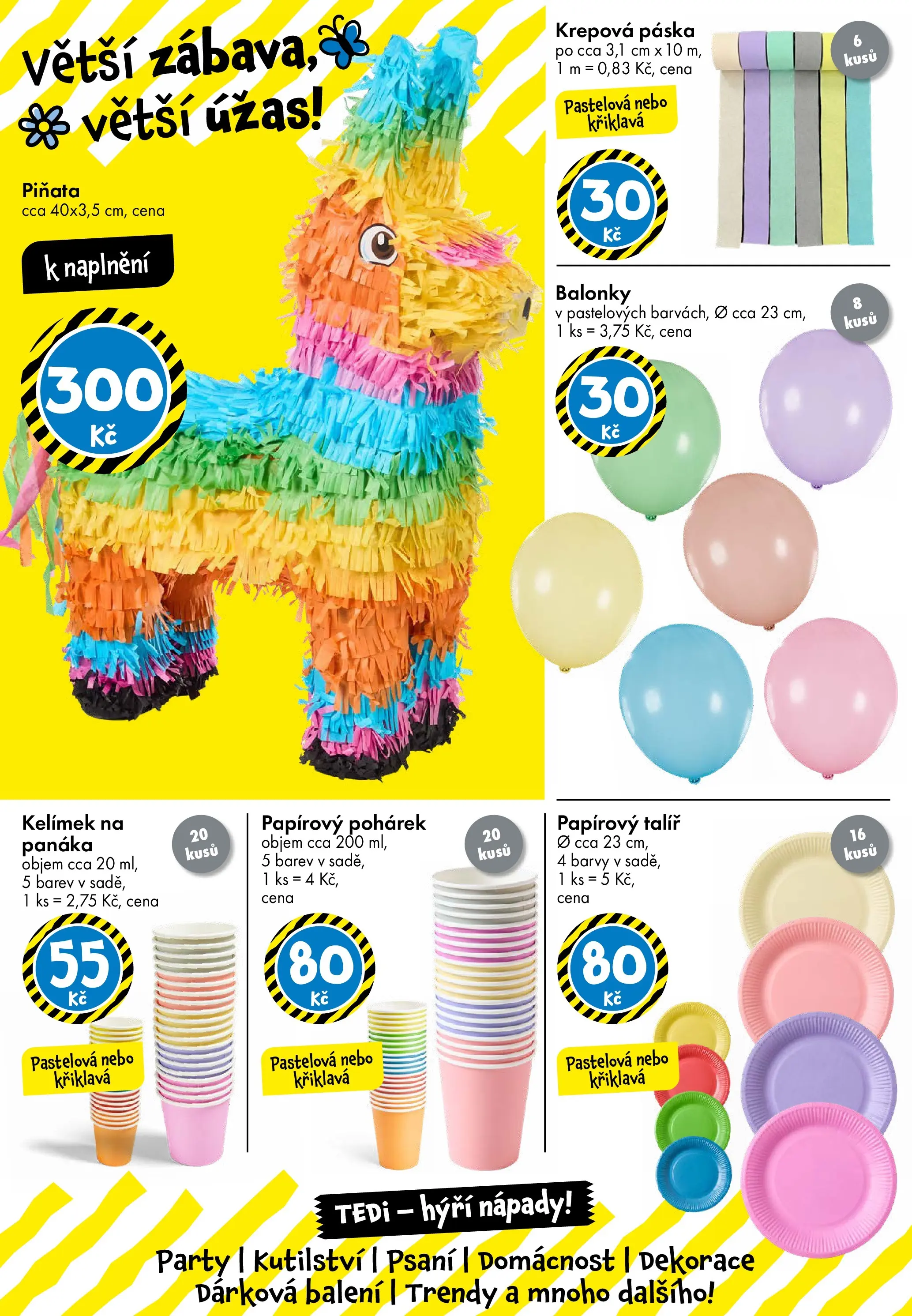 TEDi aktuální leták od 06.03.2026 - akční nabídka | Strana: 32 | Produkty: Piňata, Balonky, Talíř, Barvy