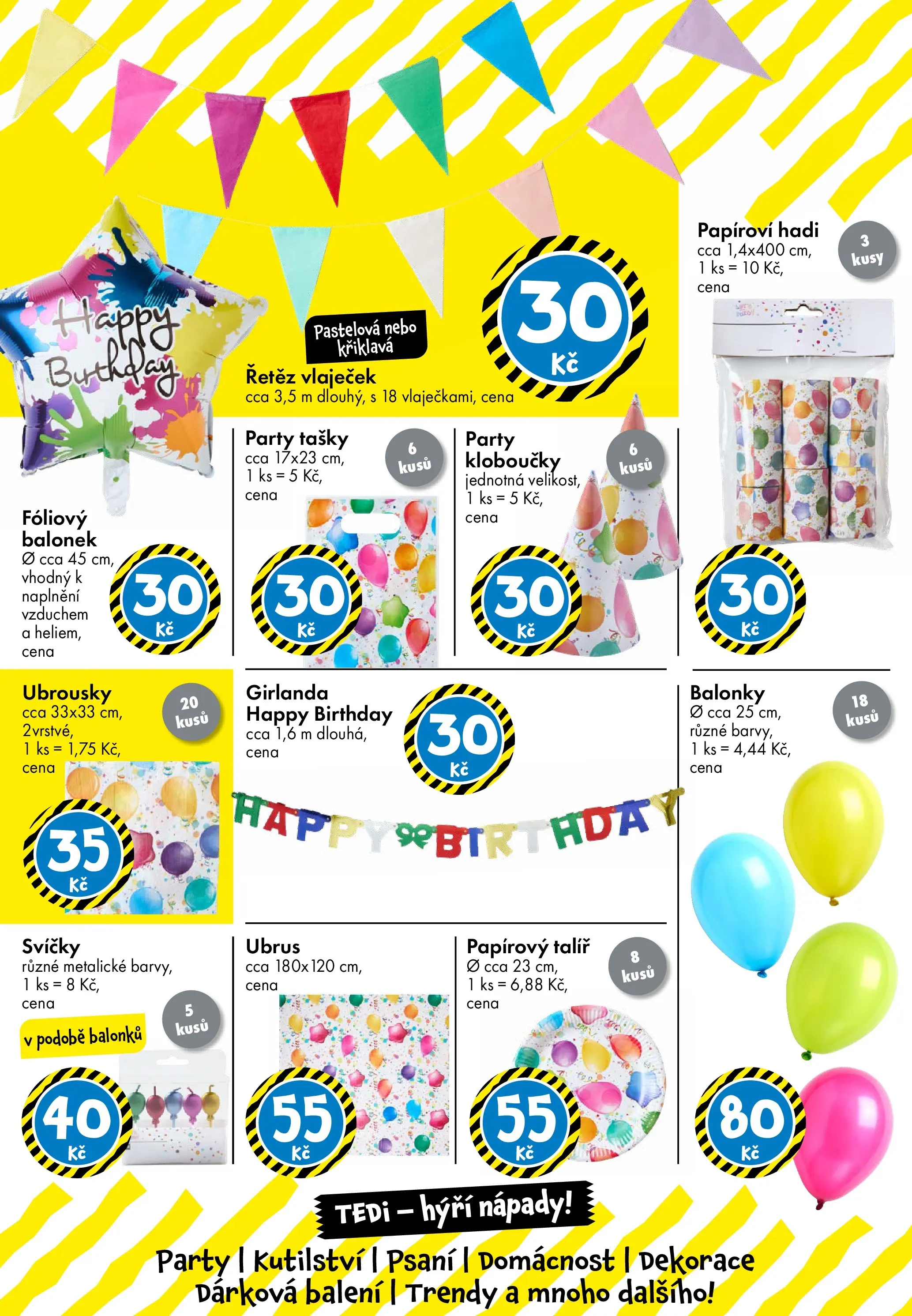 TEDi aktuální leták od 06.03.2026 - akční nabídka | Strana: 33 | Produkty: Talíř, Girlanda, Svíčky, Ubrus