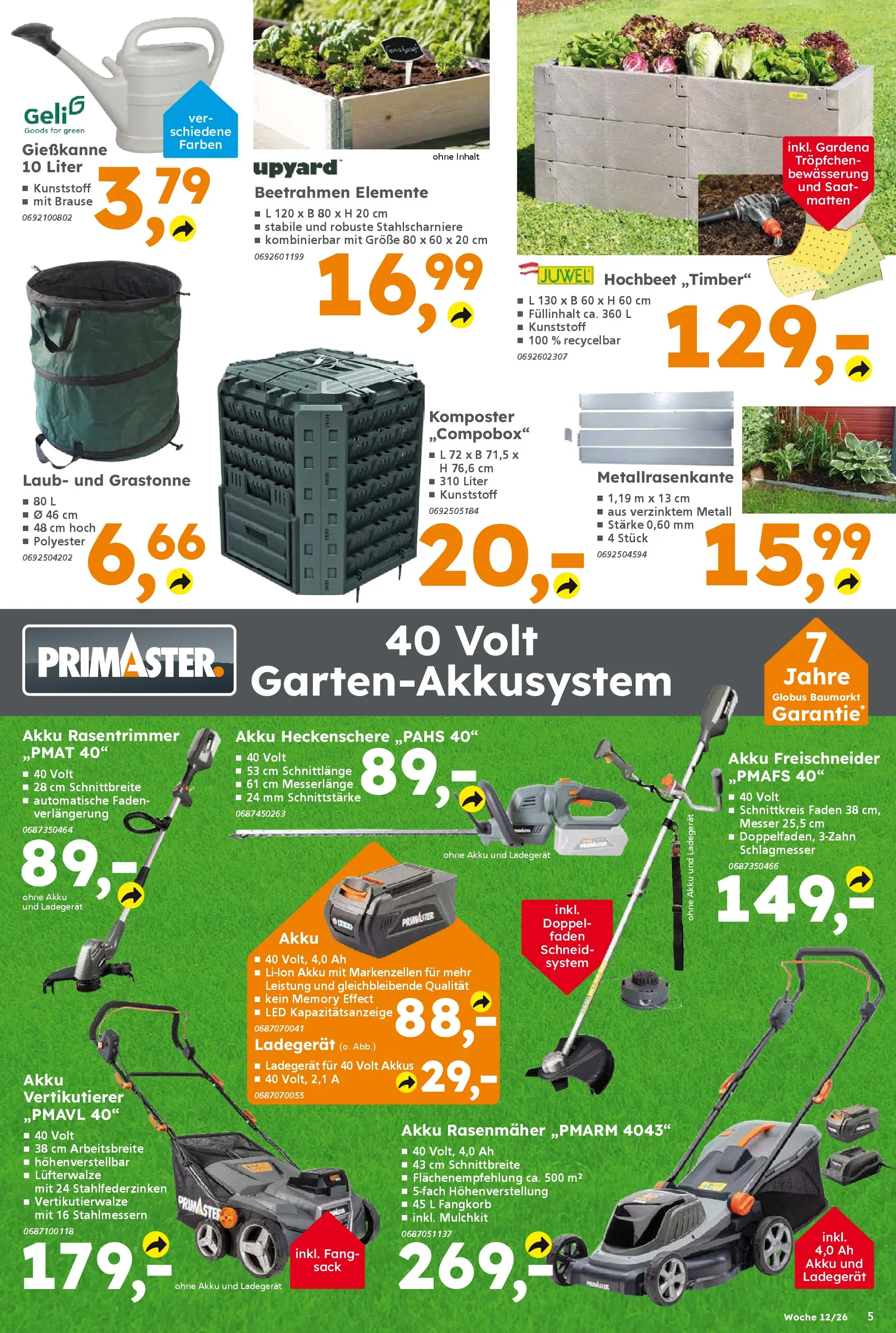 Globus Baumarkt Prospekt Ilmenau	 (ab 16.03.2026) zum Blättern | Seite: 5 | Produkte: Rasenmäher, Ladegerät