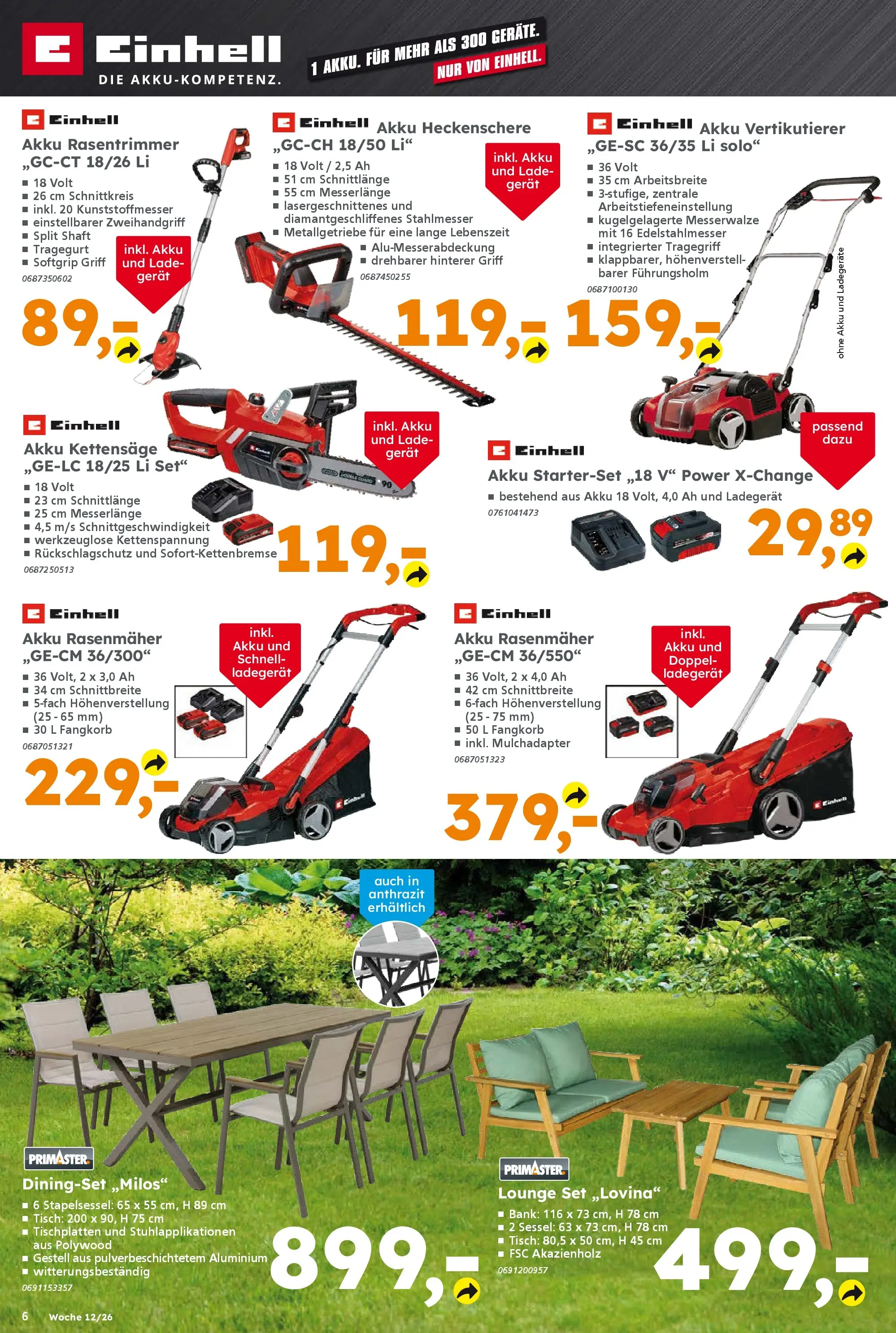 Globus Baumarkt Prospekt Ilmenau	 (ab 16.03.2026) zum Blättern | Seite: 6 | Produkte: Rasenmäher, Sessel, Tisch, Ladegerät