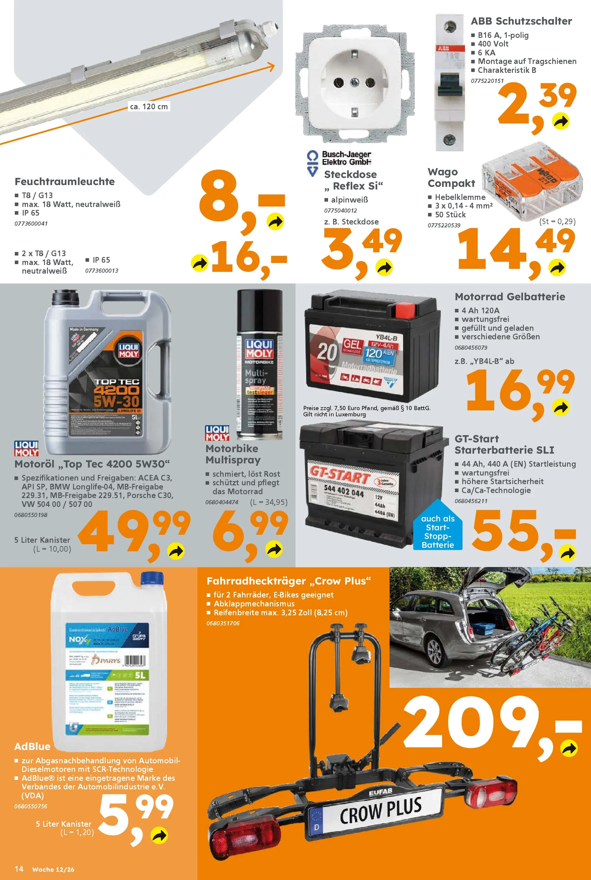 Globus Baumarkt Prospekt Ilmenau	 (ab 16.03.2026) zum Blättern | Seite: 14 | Produkte: Top, Steckdose, Batterie